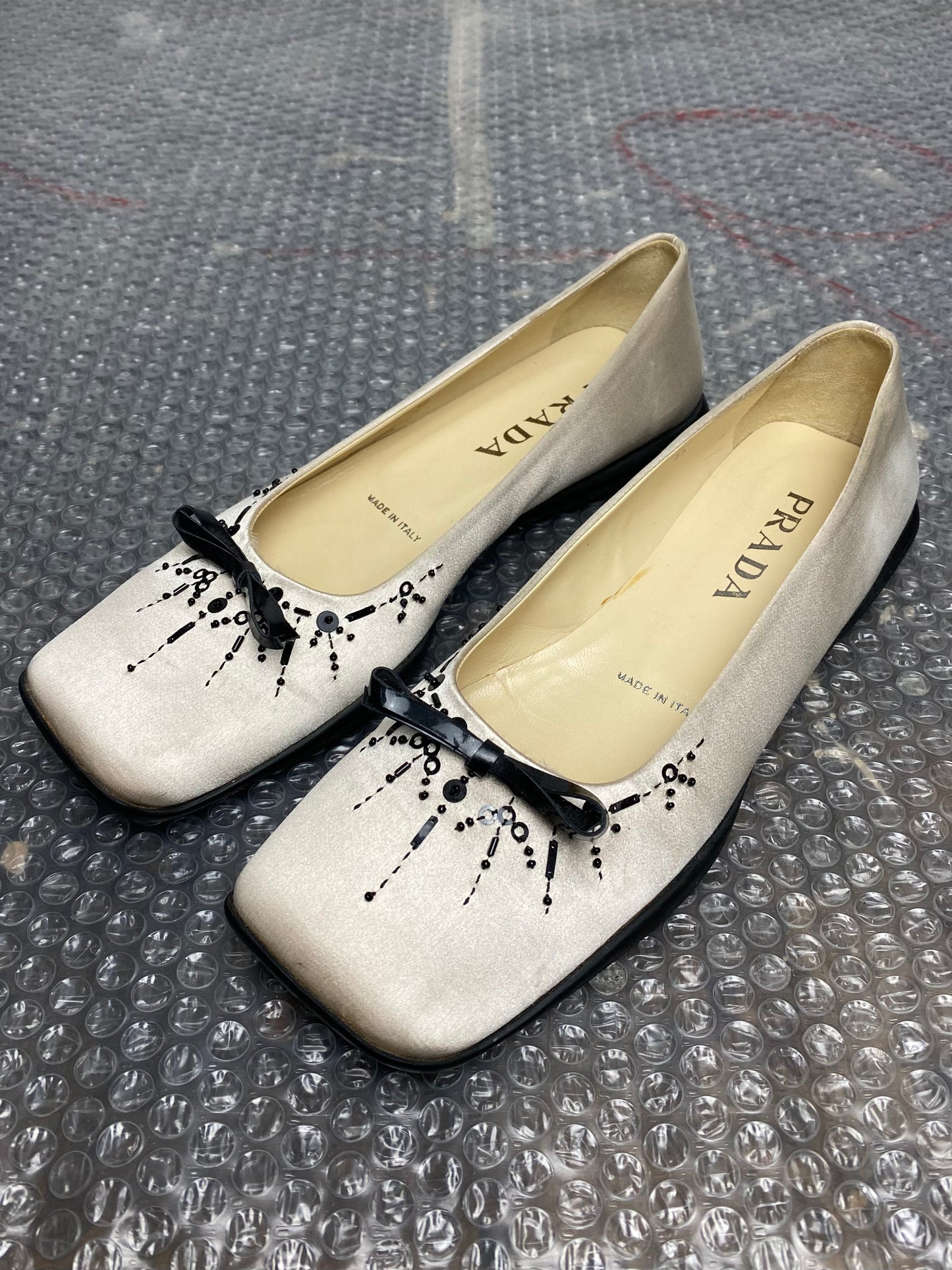 Prada Beaded Satin Flats