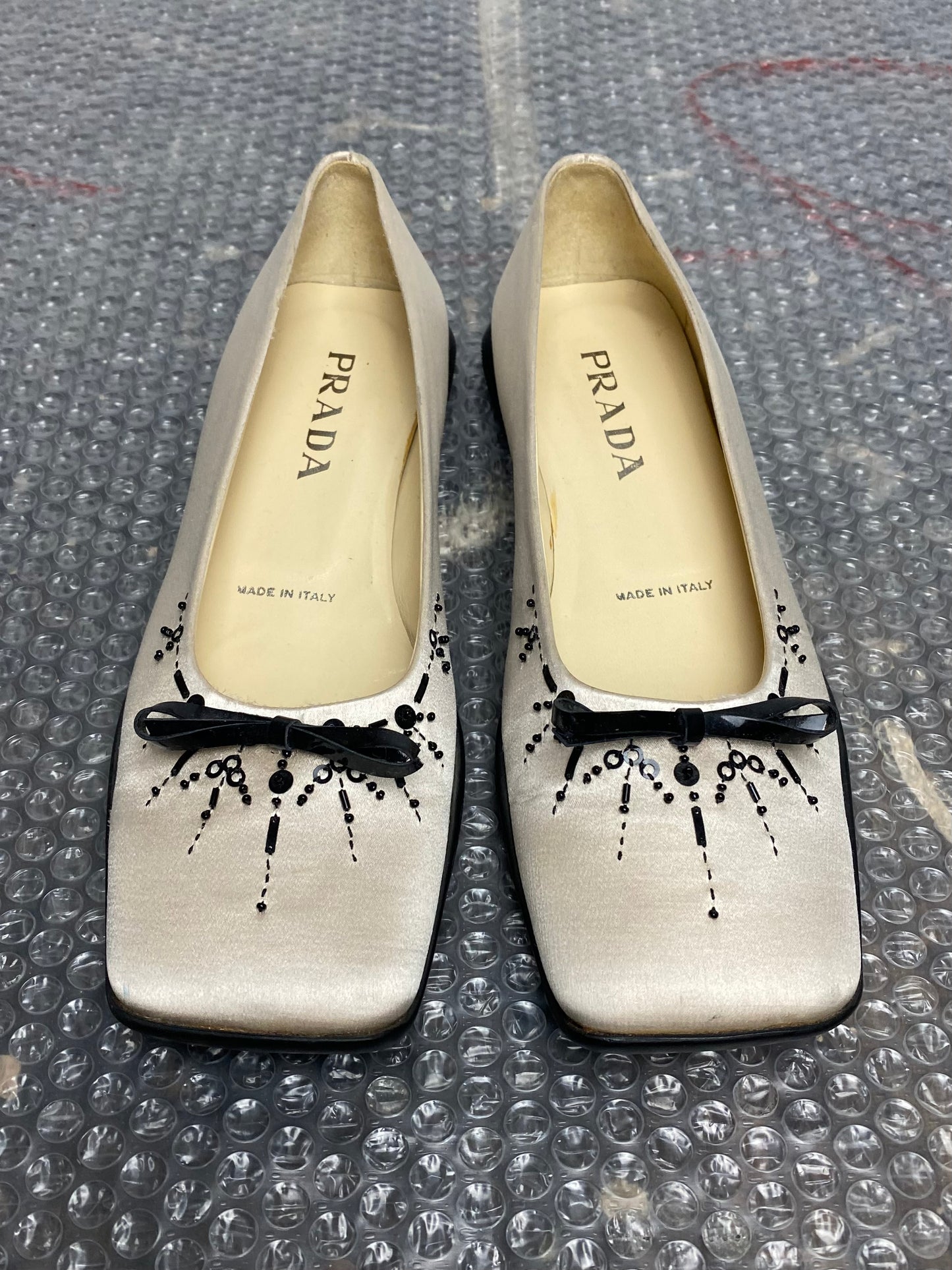 Prada Beaded Satin Flats
