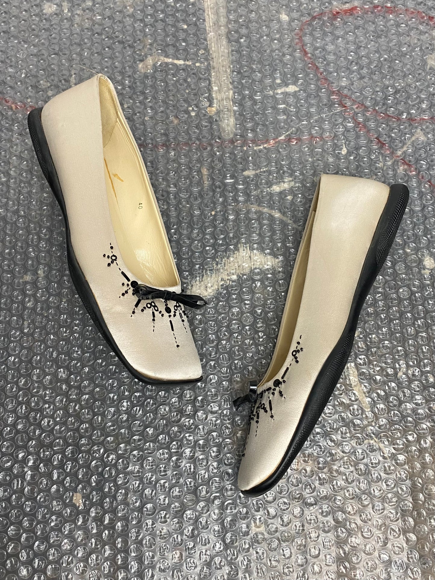 Prada Beaded Satin Flats