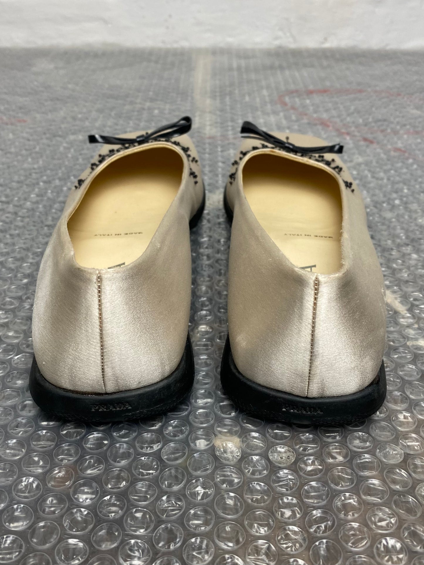 Prada Beaded Satin Flats