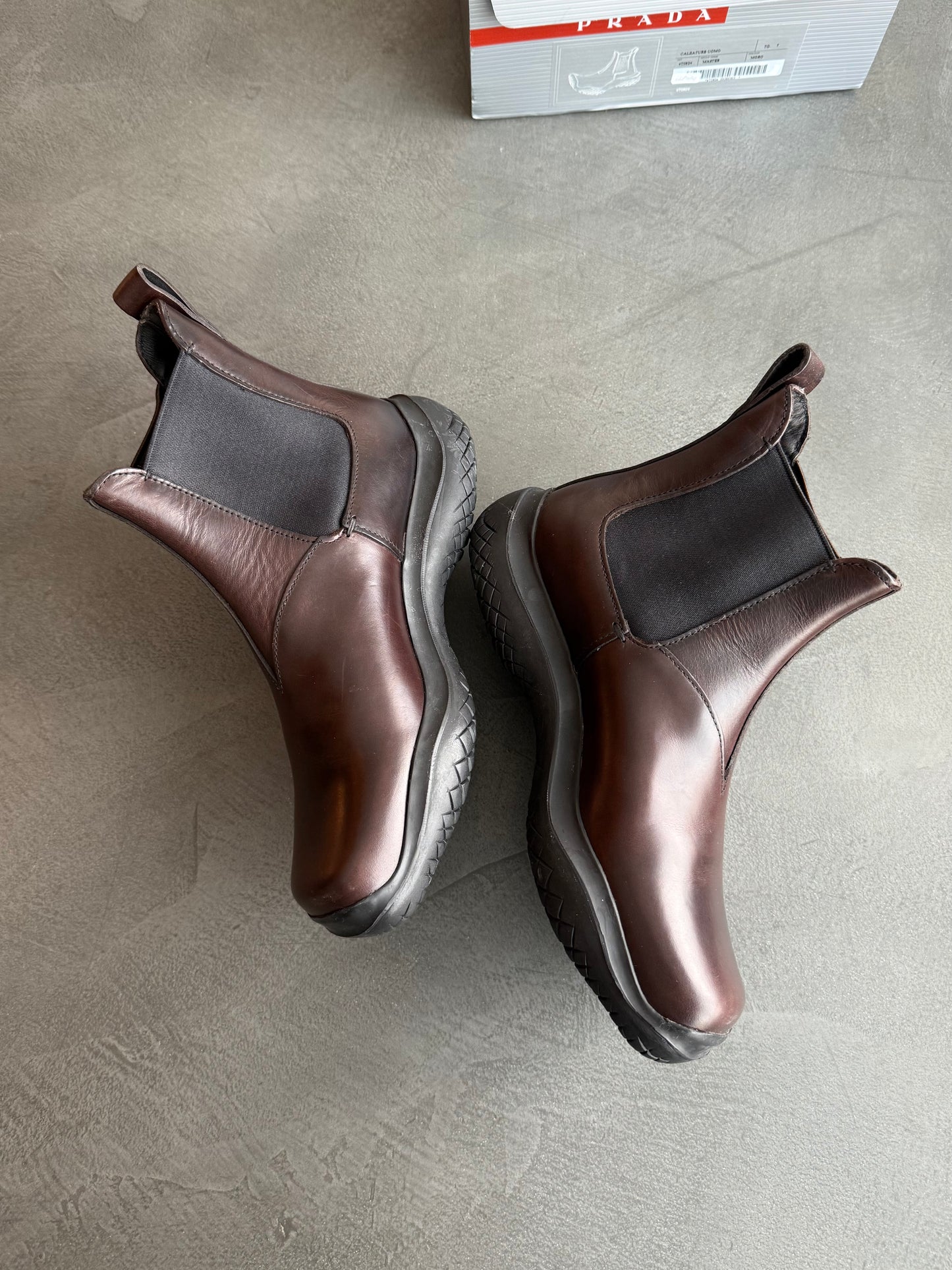 FW 99 Prada Sport Square Toe Chelsea Boots