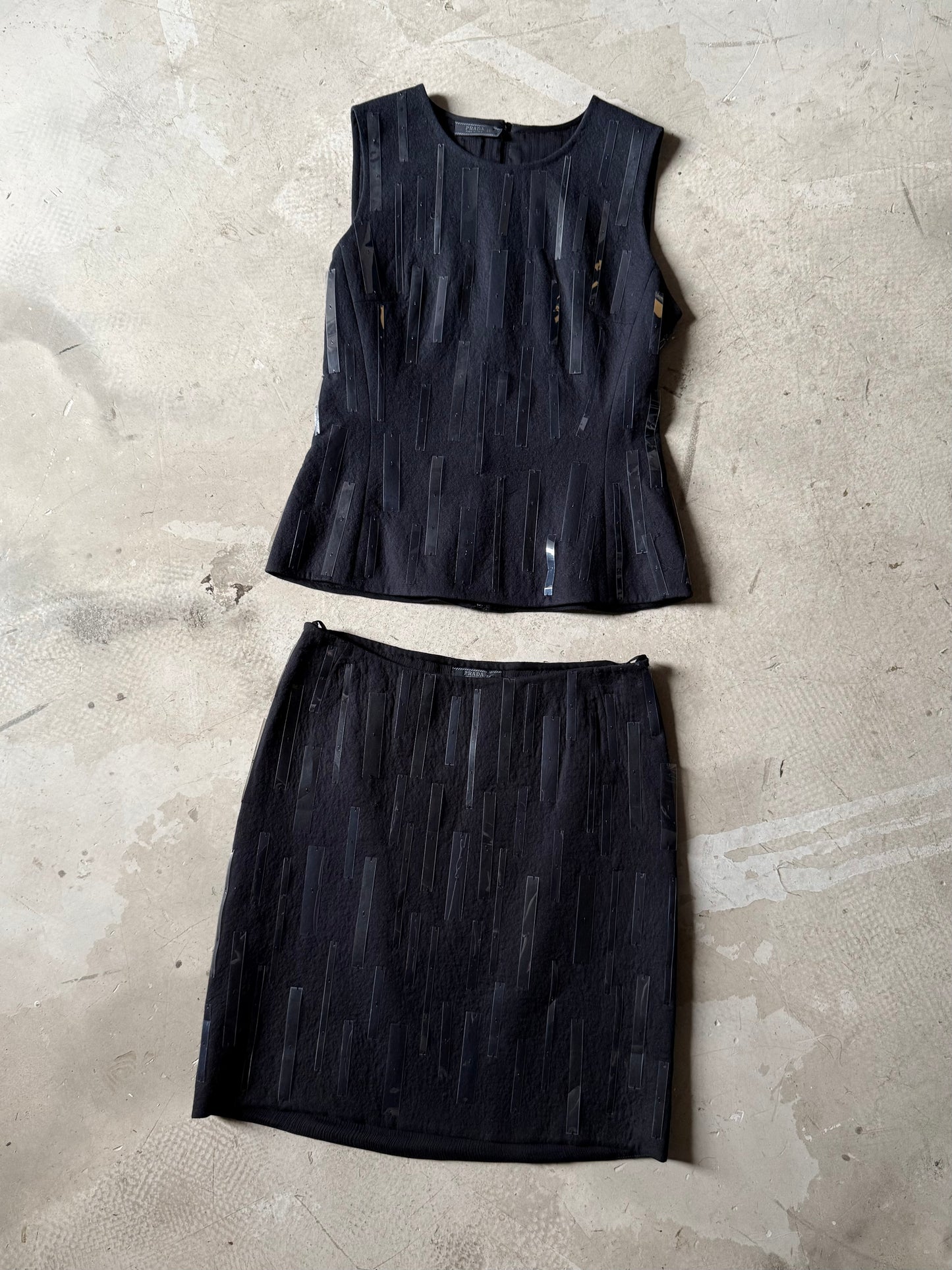 FW 98 Prada Plastic Embellished Wool Set