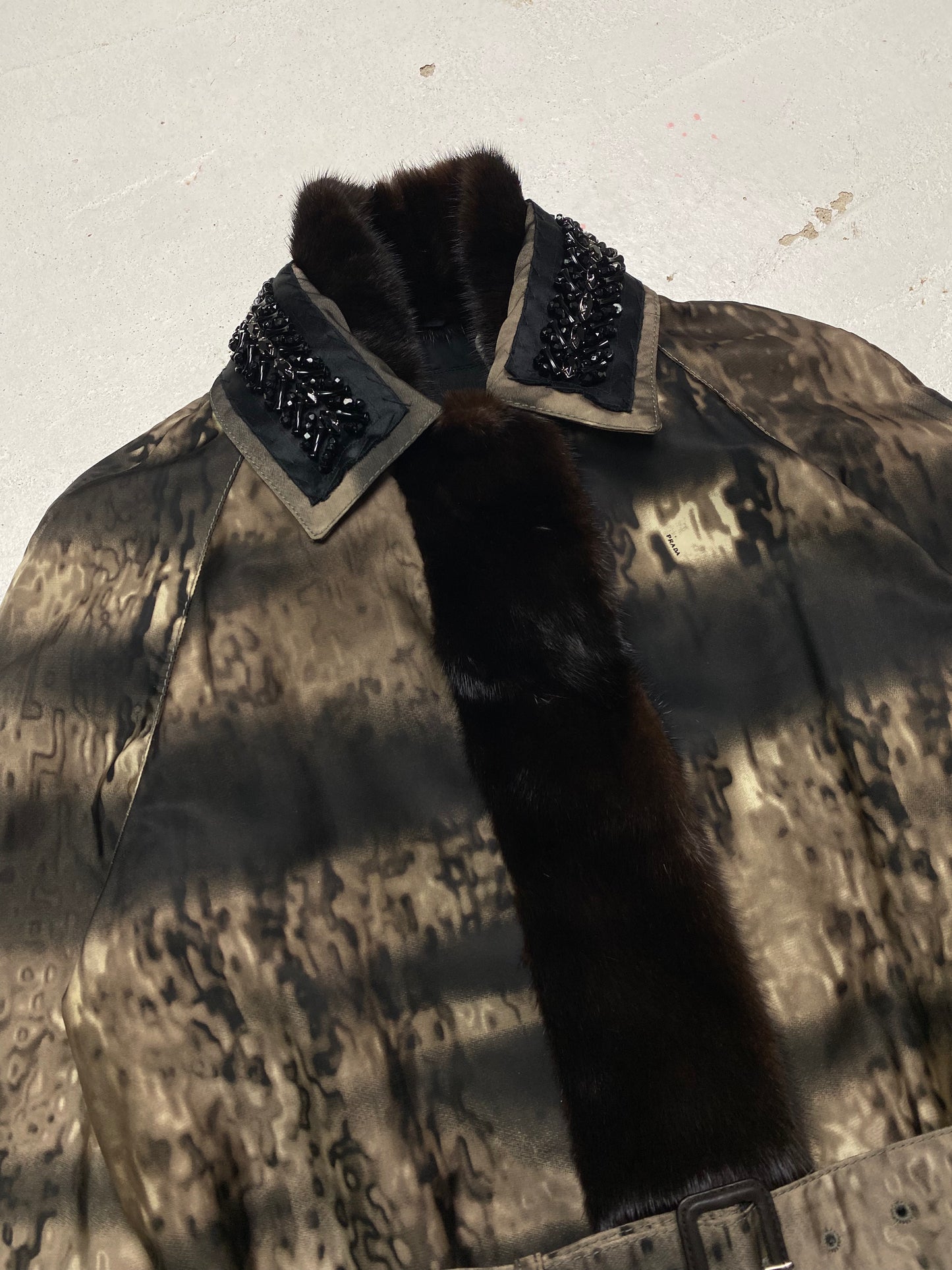 FW 04 Prada Embellished Collar Mac