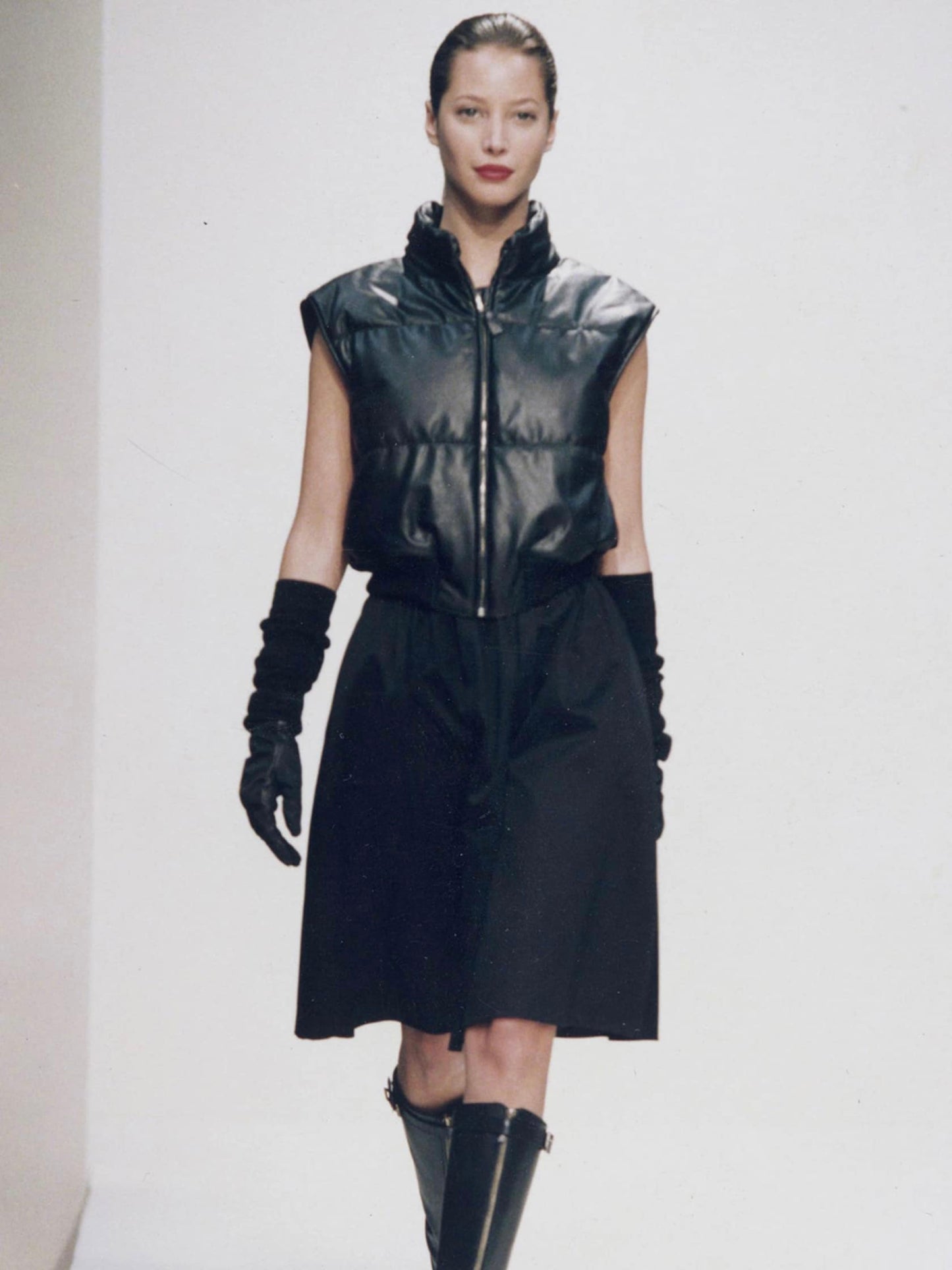 FW 94 Prada Leather & Nylon Down Jacket