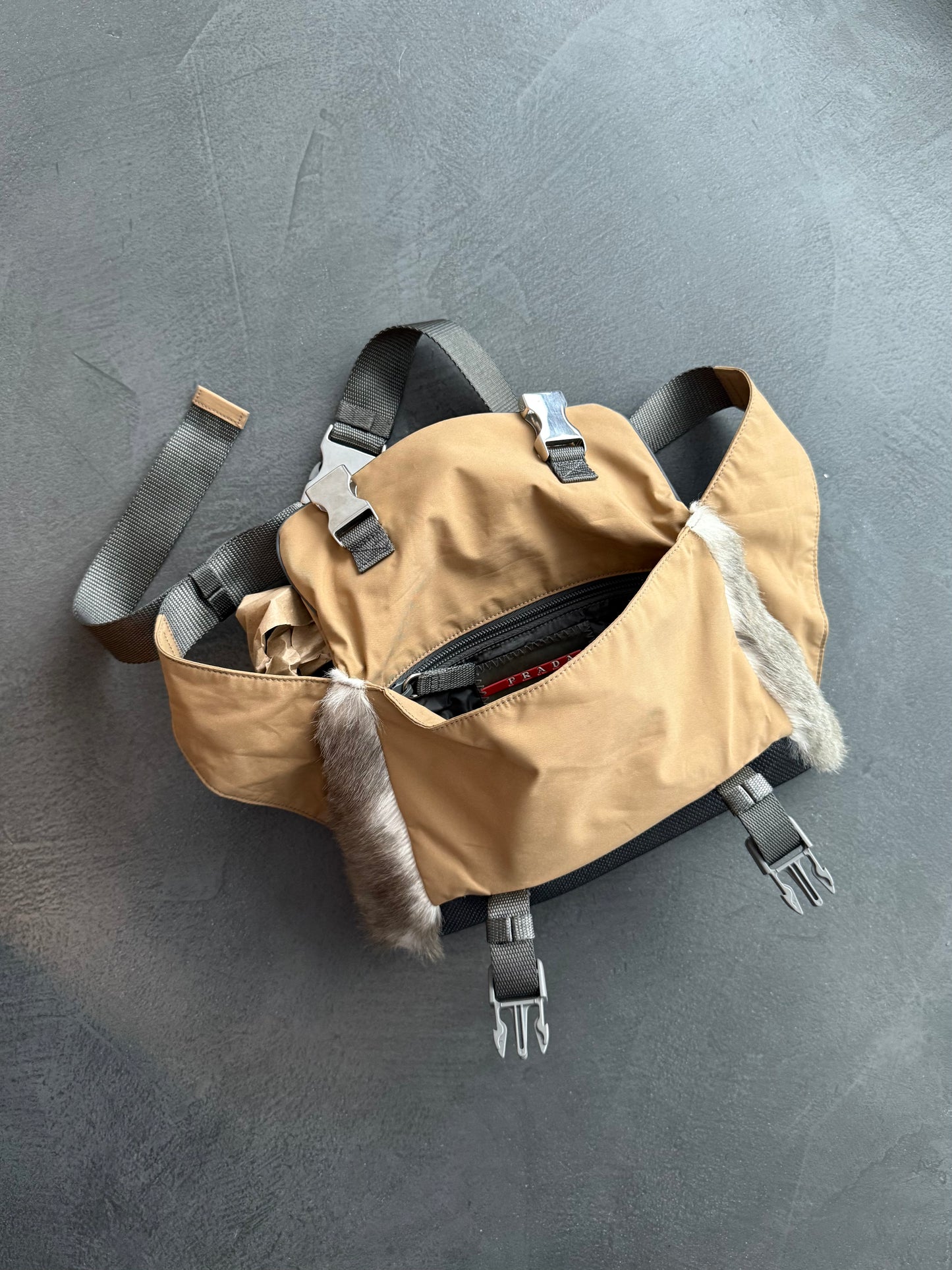 Prada Sport Fur Panelled Waist Bag