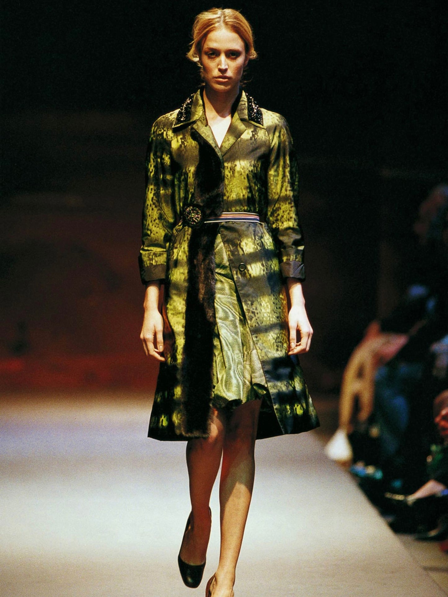 FW 04 Prada Box Pleated Silk Skirt