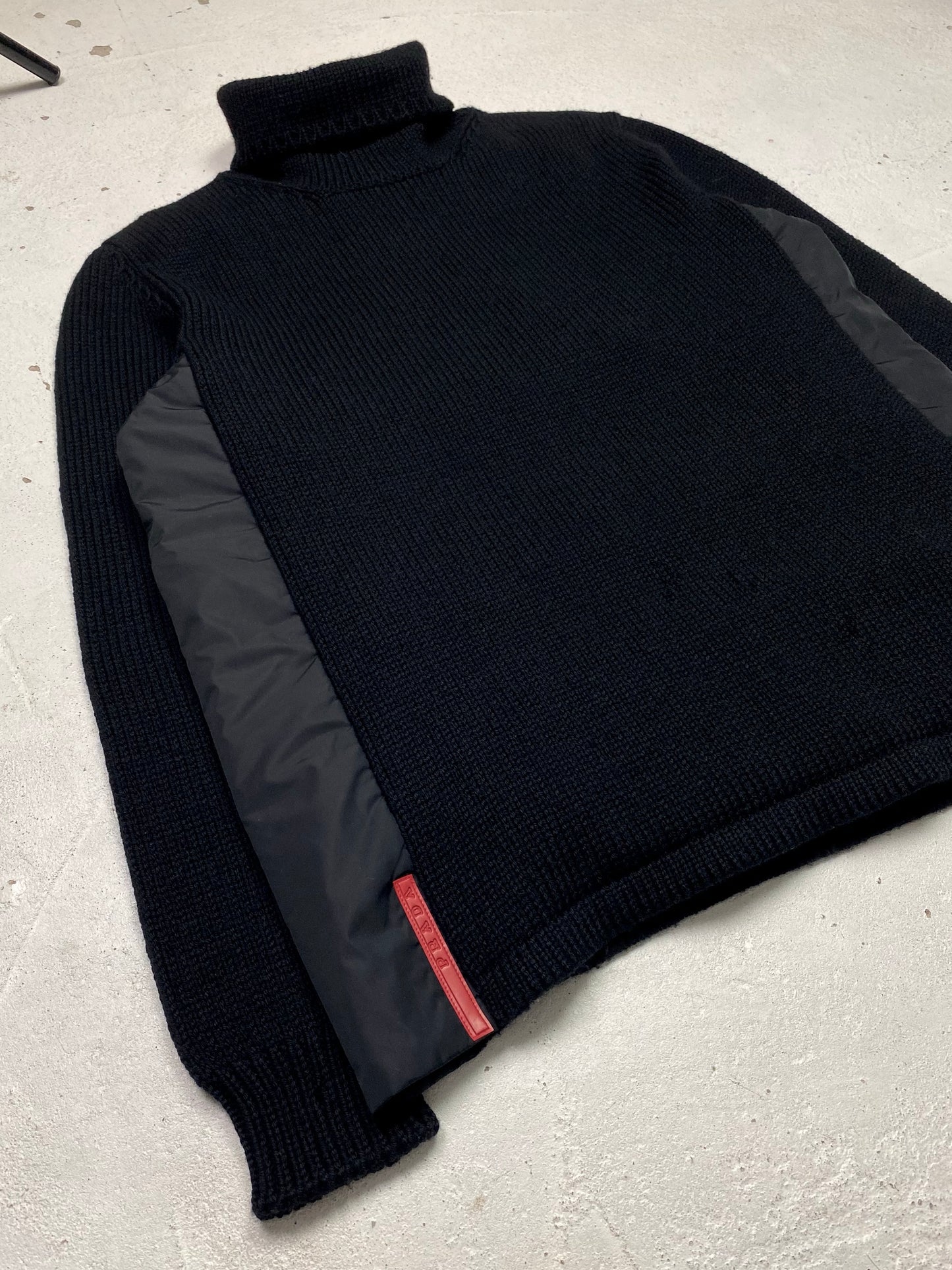 FW 00 Prada Sport Nylon Panelled Rollneck Knit