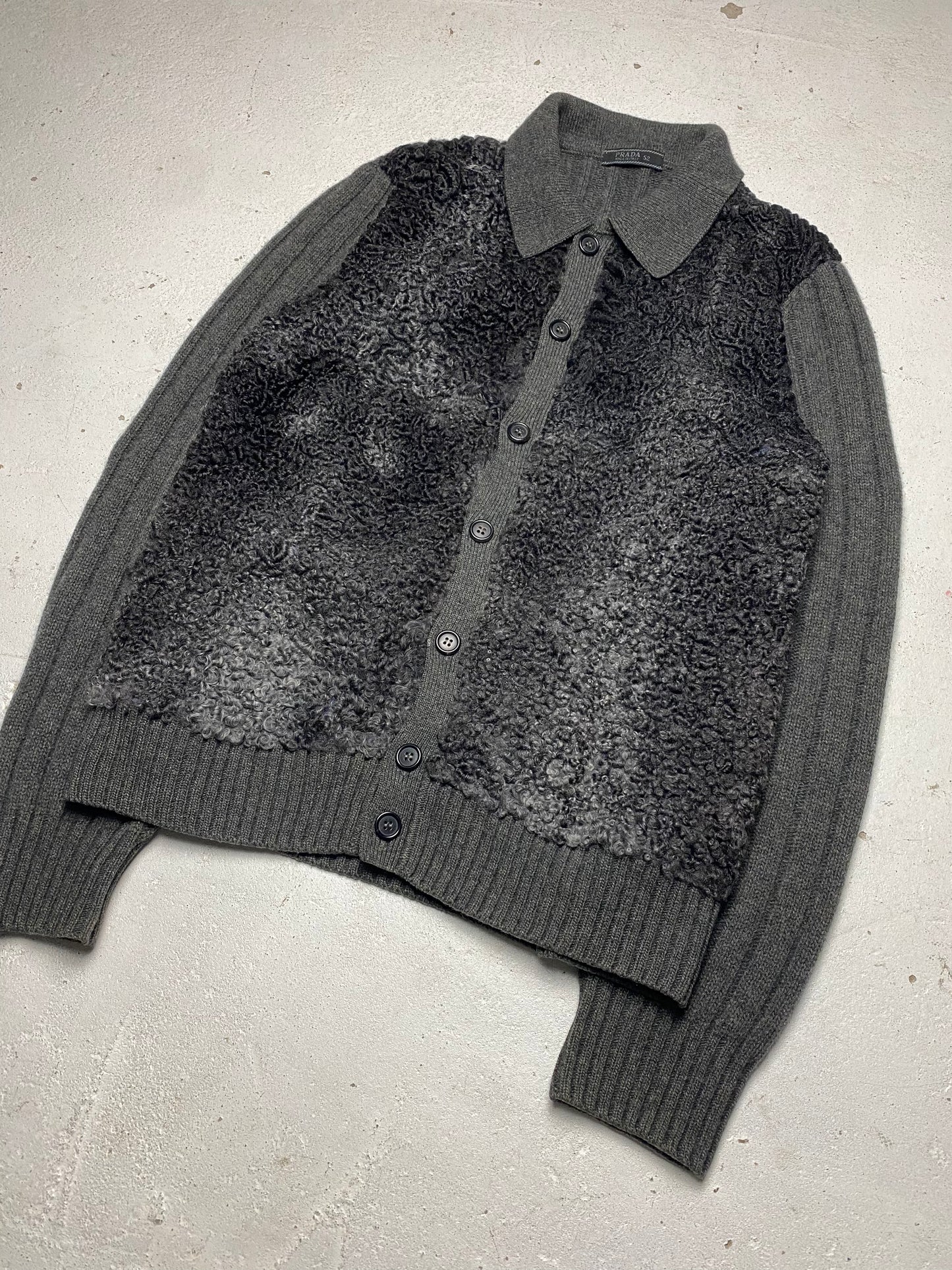 FW 00 Prada Fur & Wool Cardigan