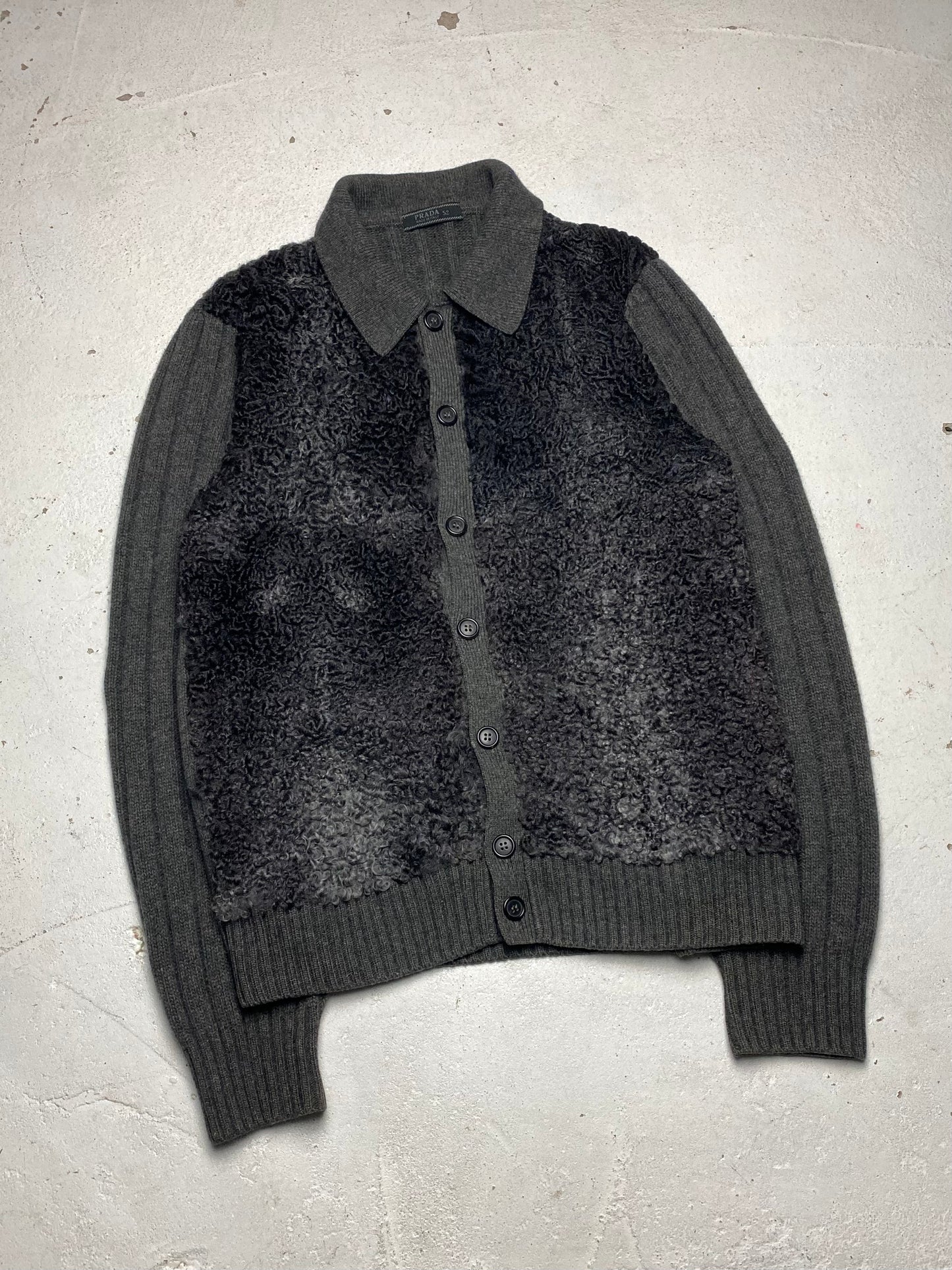 FW 00 Prada Fur & Wool Cardigan