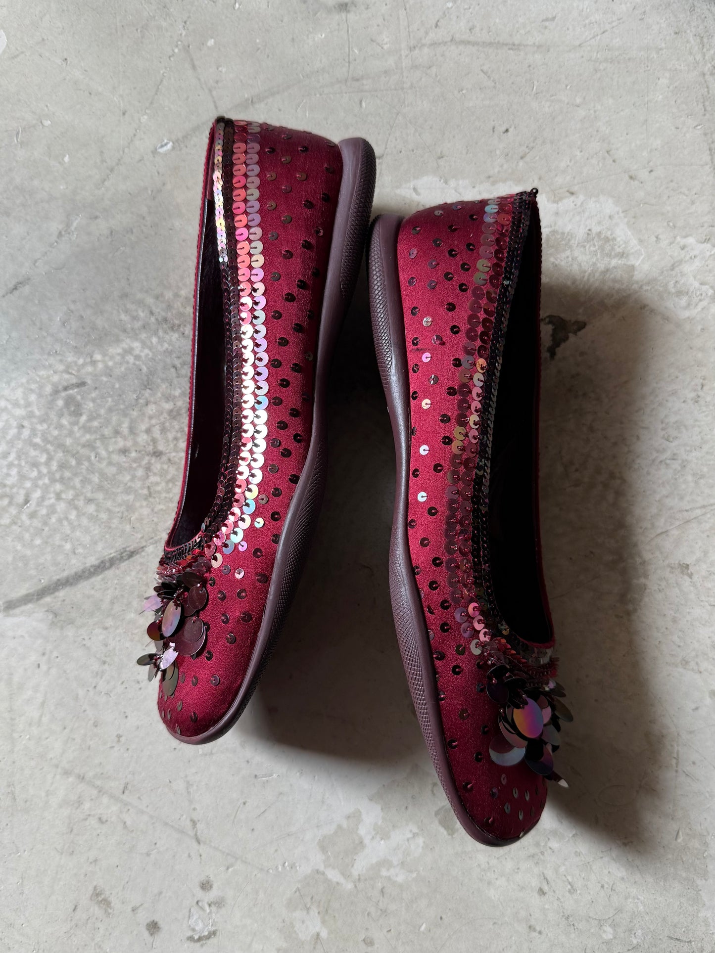 Prada Sequined Satin Flats