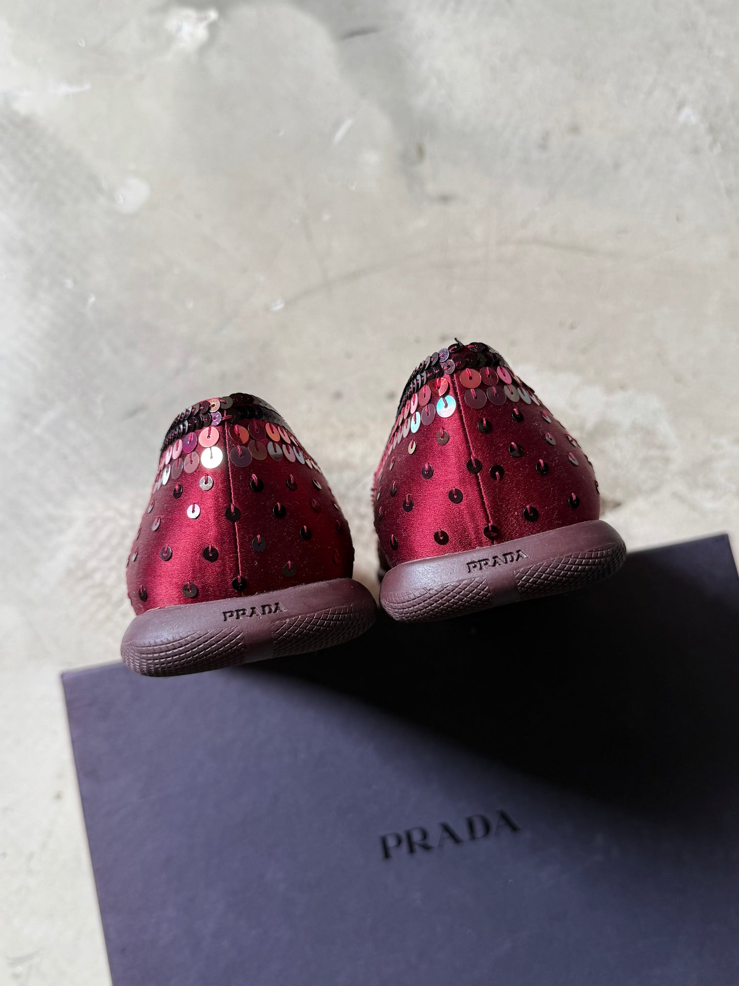 Prada Sequined Satin Flats