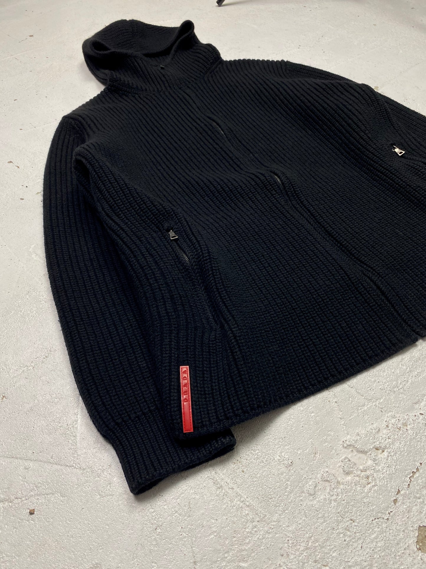 2009 Prada Linea Rossa Wool Knit Hoodie