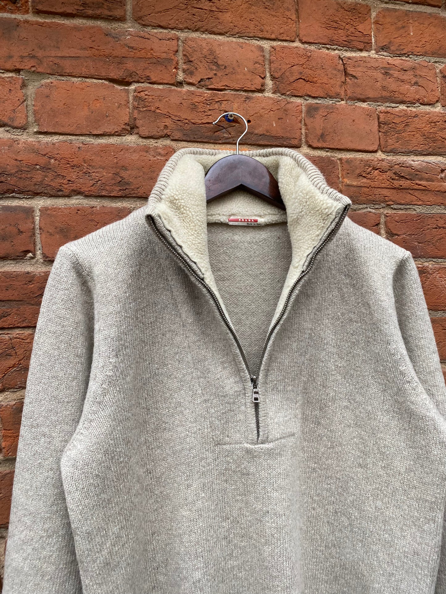 Prada Sport Shearling & Wool Quarterzip