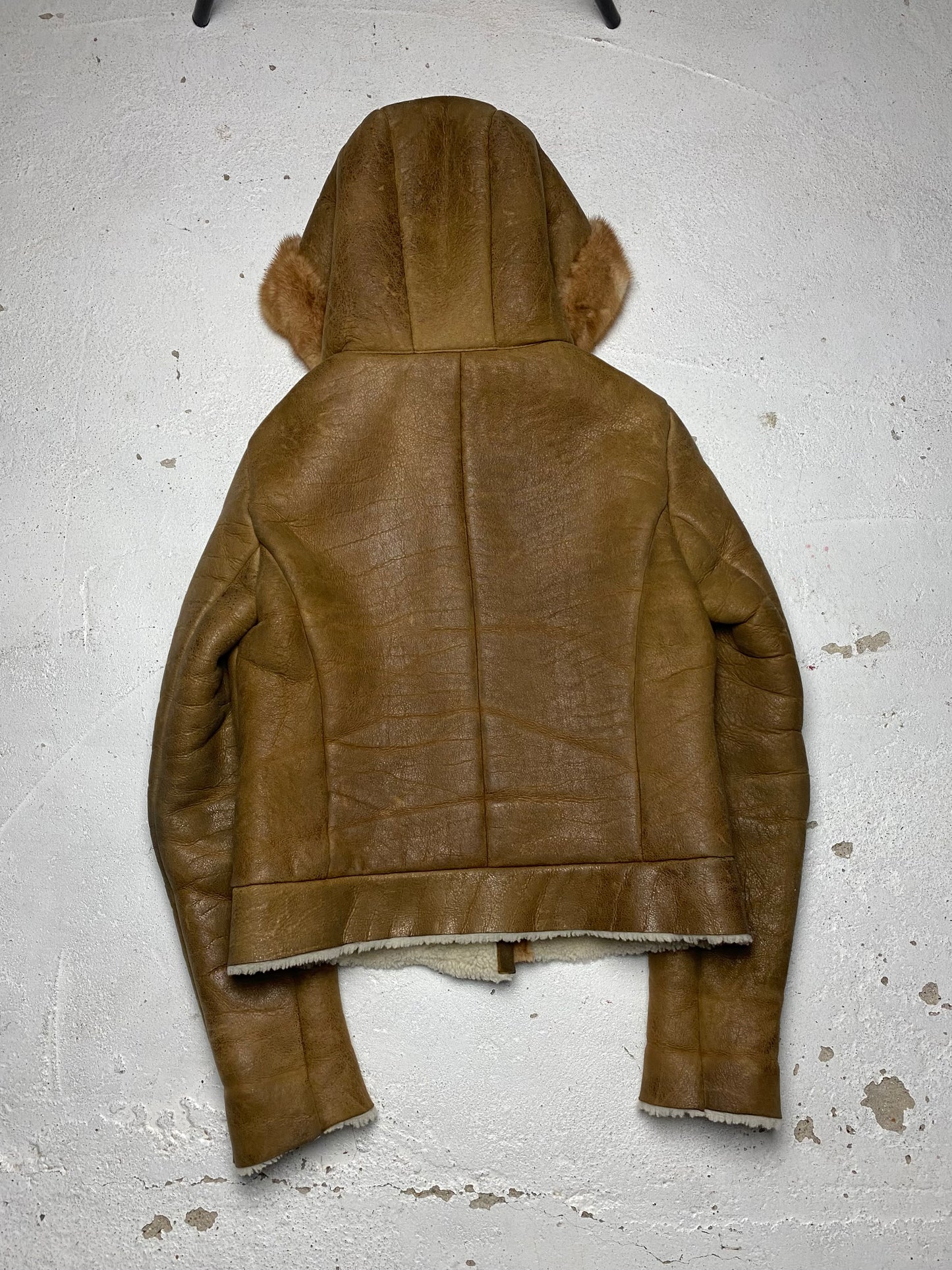 FW 04 Prada Shearling Lined Leather Jacket