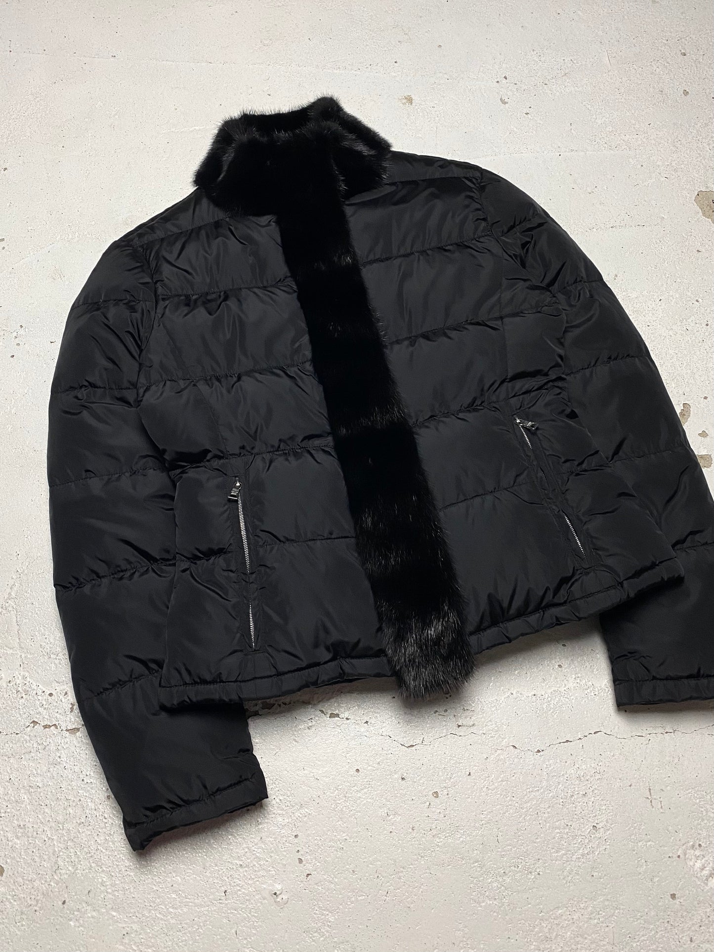 FW 04 Prada Fur Trimmed Down Jacket