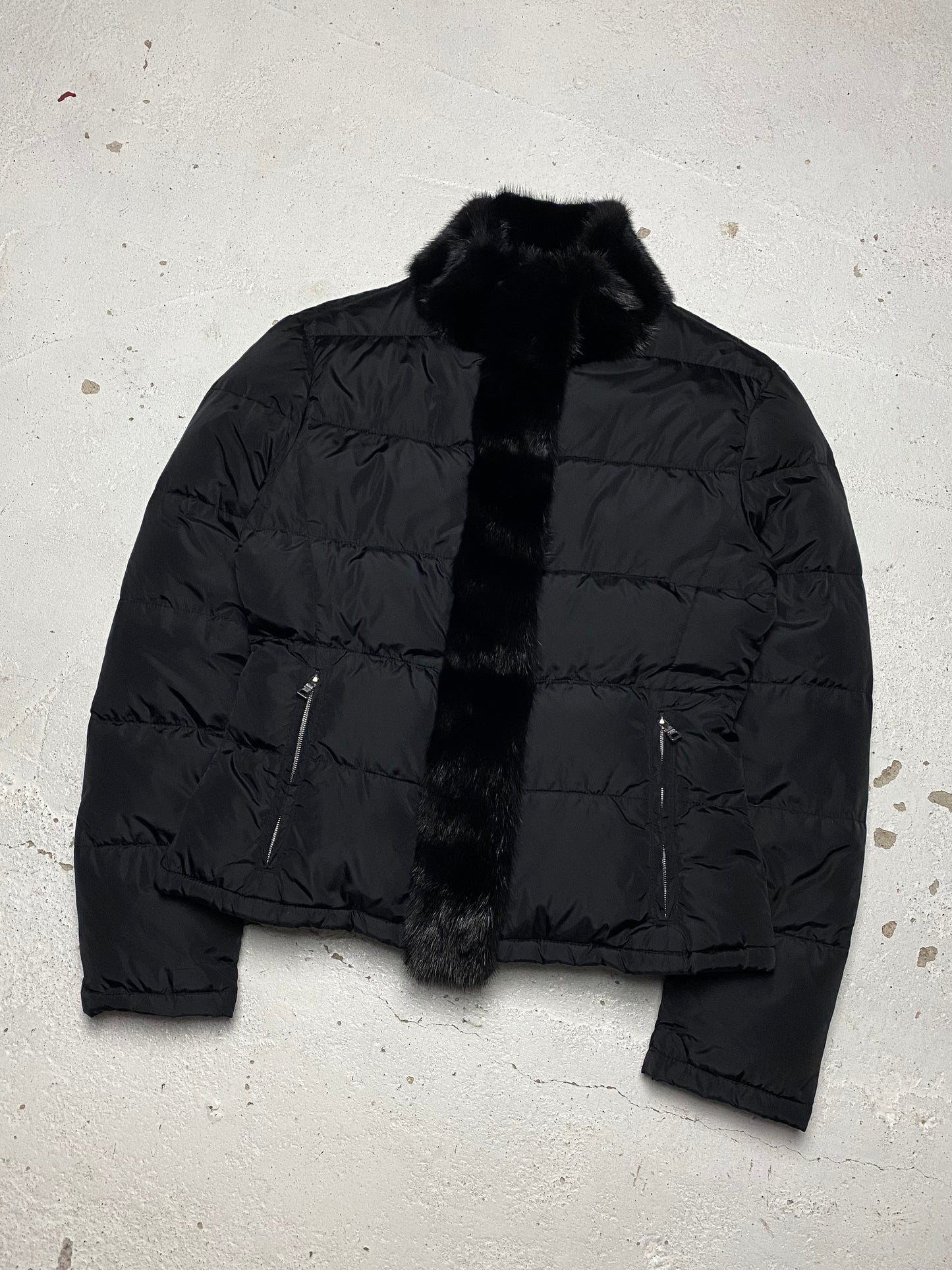 FW 04 Prada Fur Trimmed Down Jacket