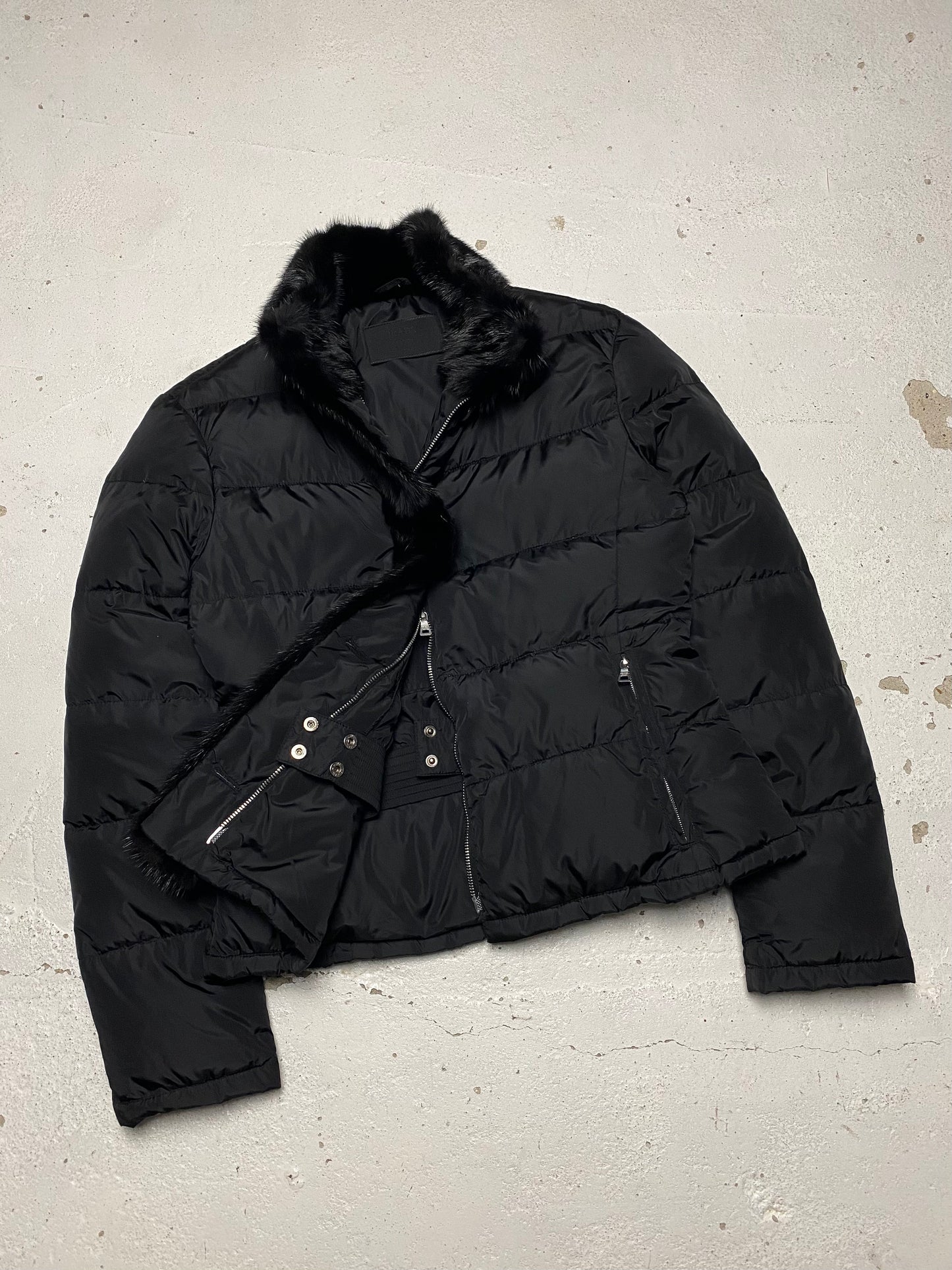 FW 04 Prada Fur Trimmed Down Jacket