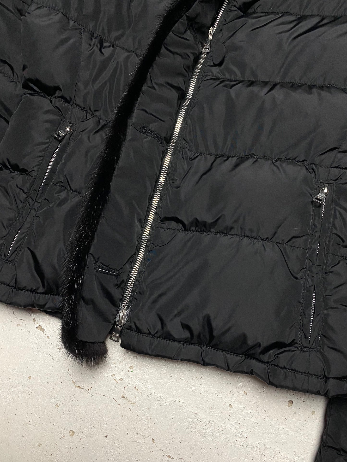 FW 04 Prada Fur Trimmed Down Jacket