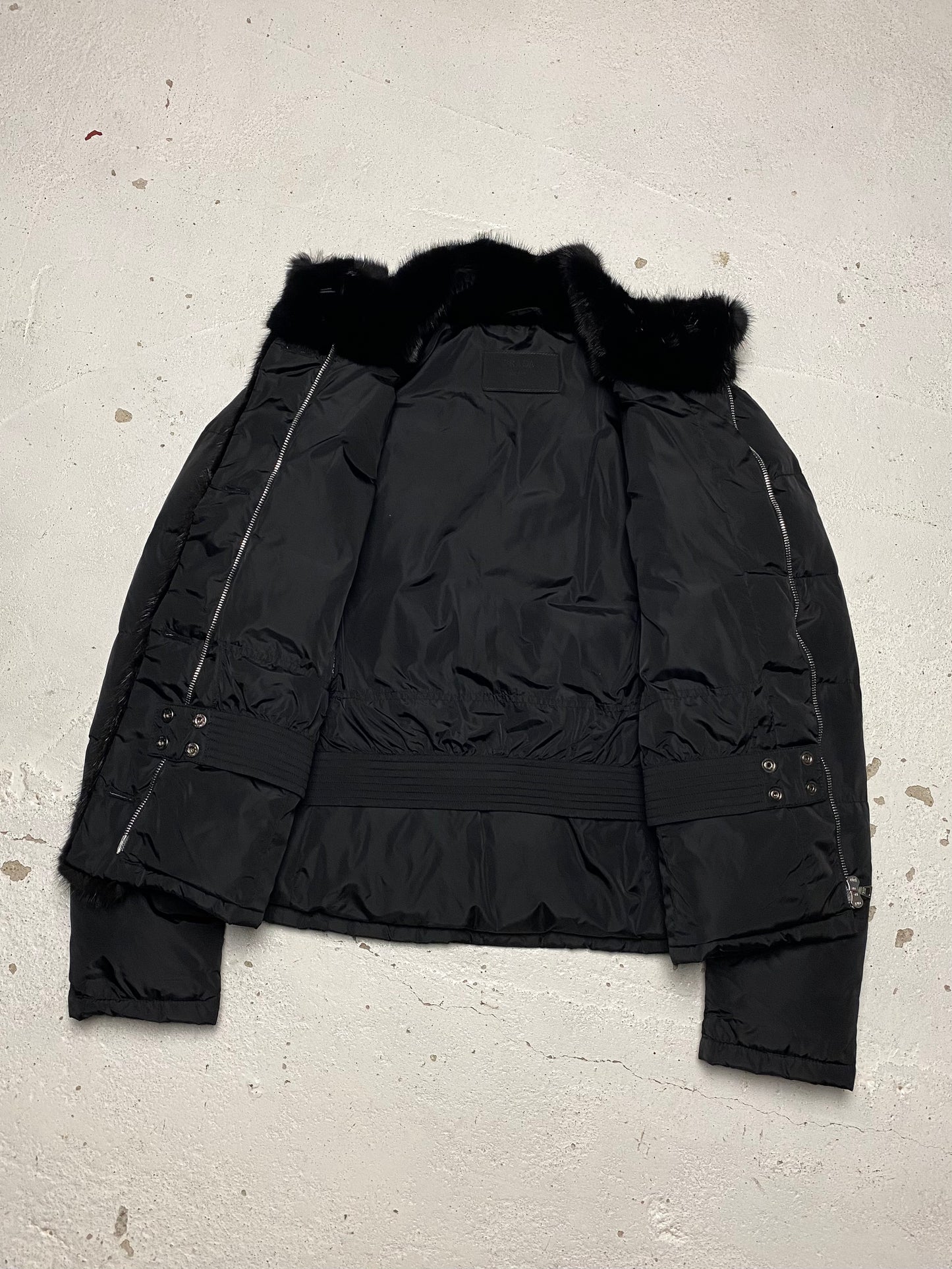 FW 04 Prada Fur Trimmed Down Jacket