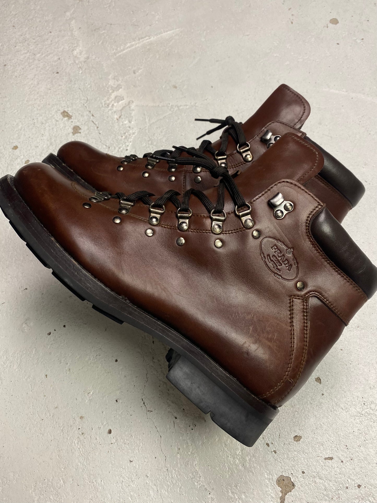 Prada Leather Hiking Boots
