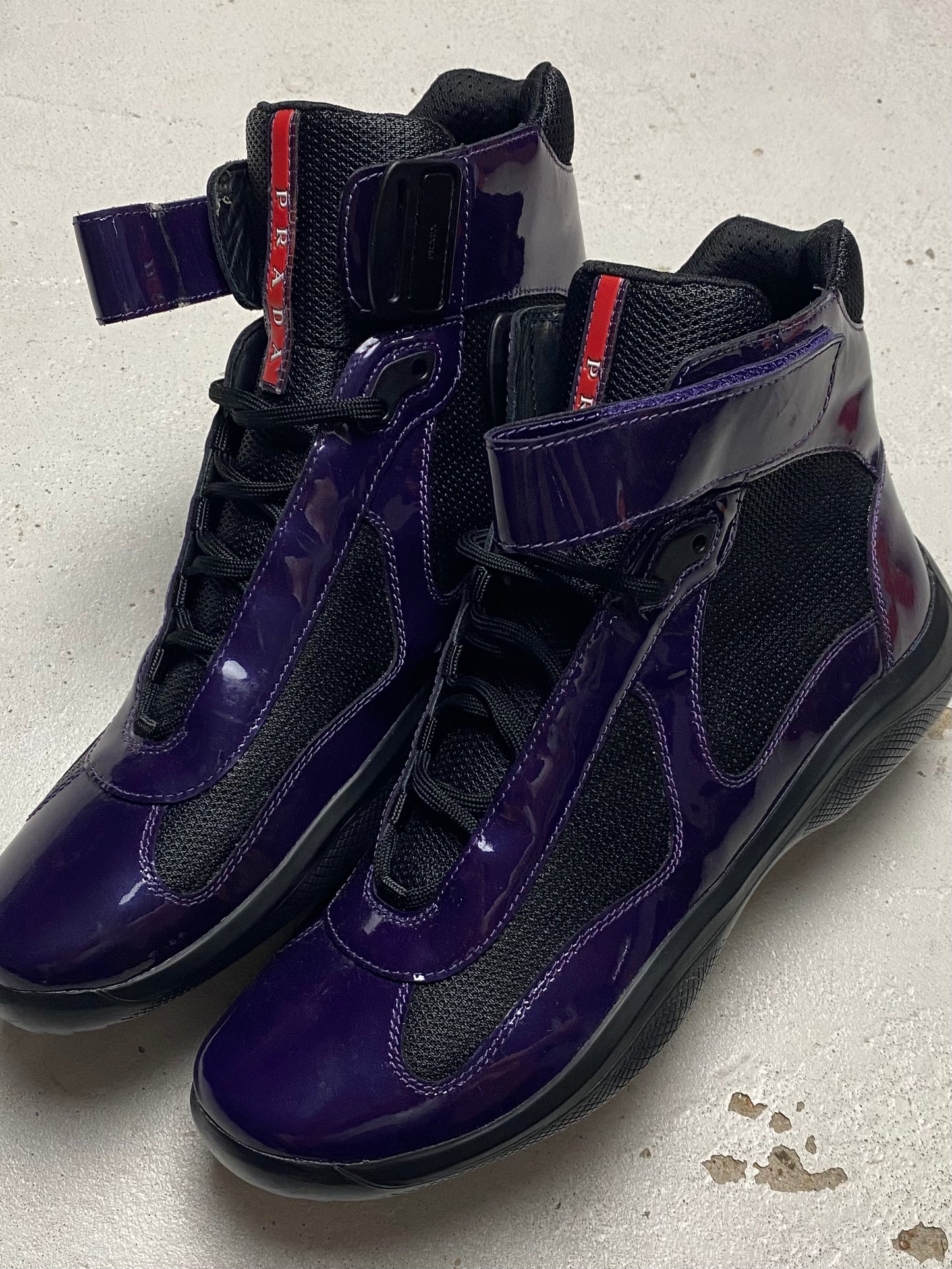 Prada Americas Cup Mid Patent Trainers