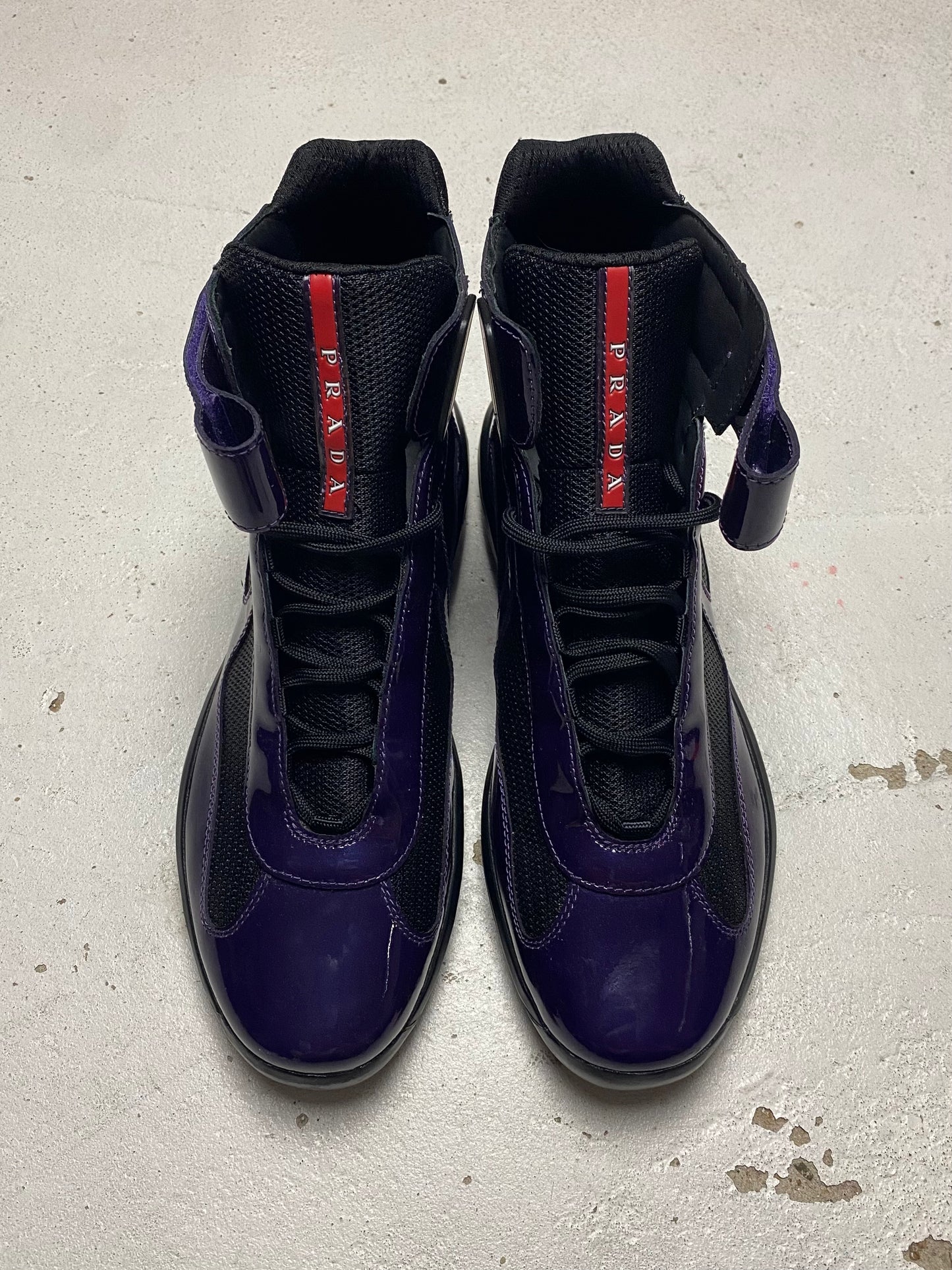 Prada Americas Cup Mid Patent Trainers