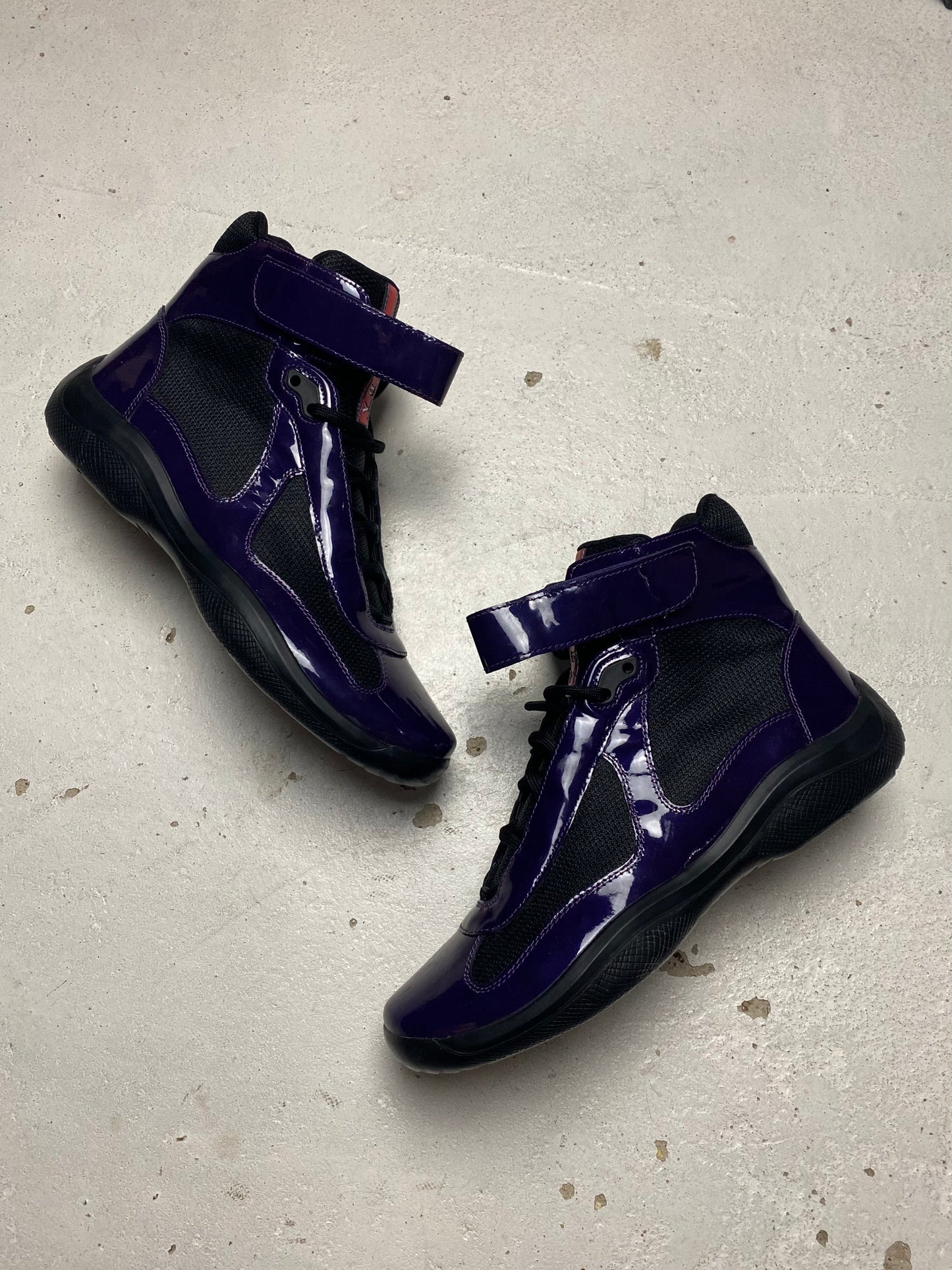 Prada Americas Cup Mid Patent Trainers