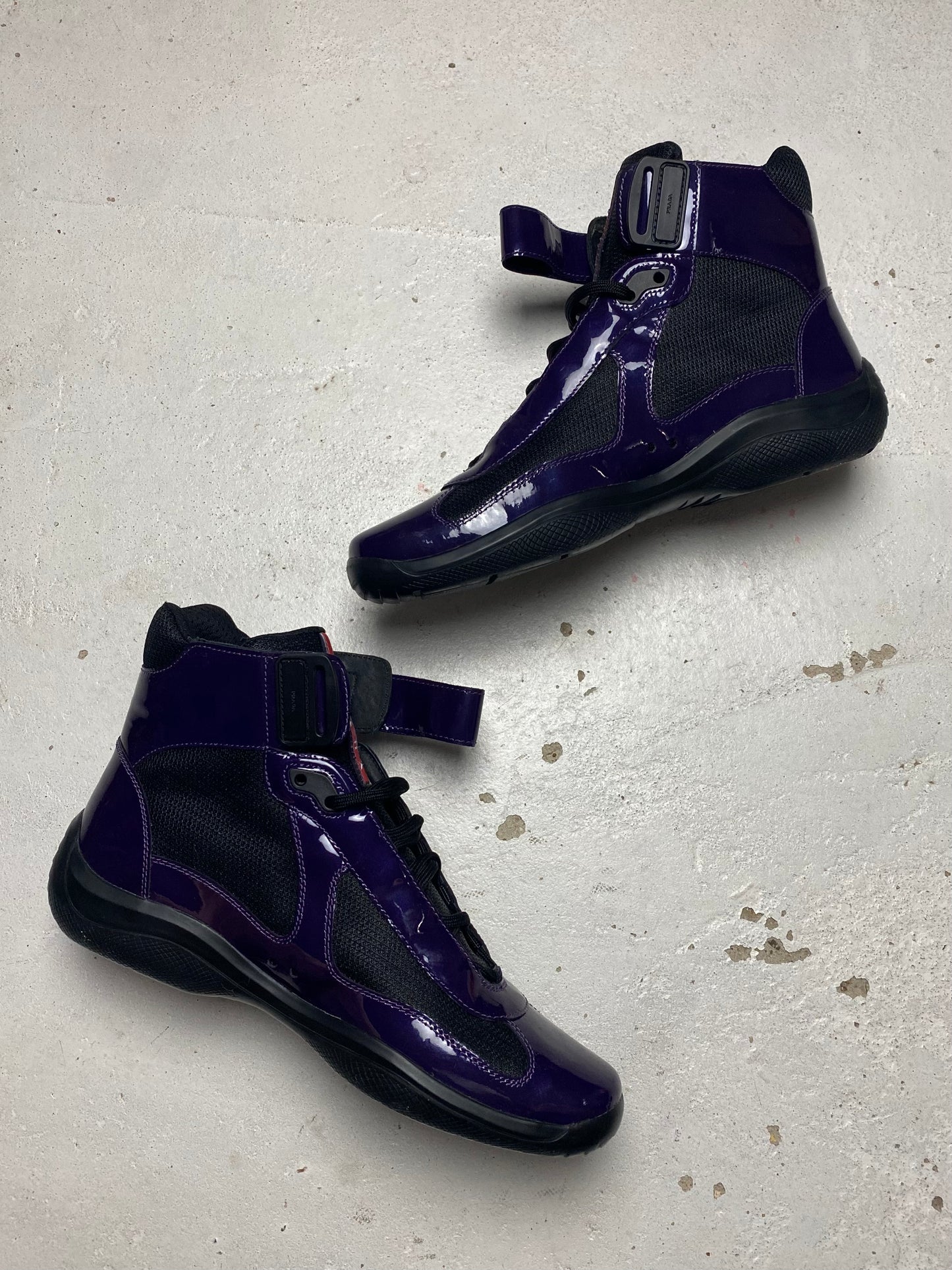 Prada Americas Cup Mid Patent Trainers