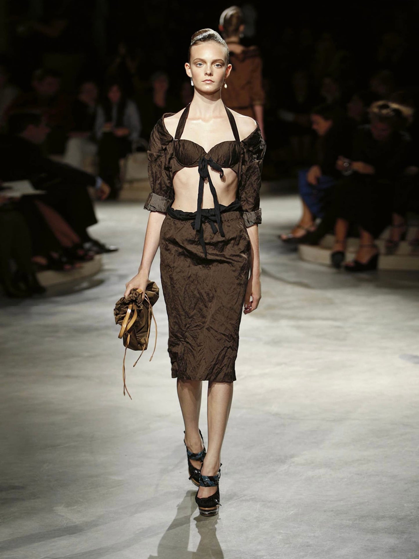 SS 09 Prada Silk & Metal Blend Skirt