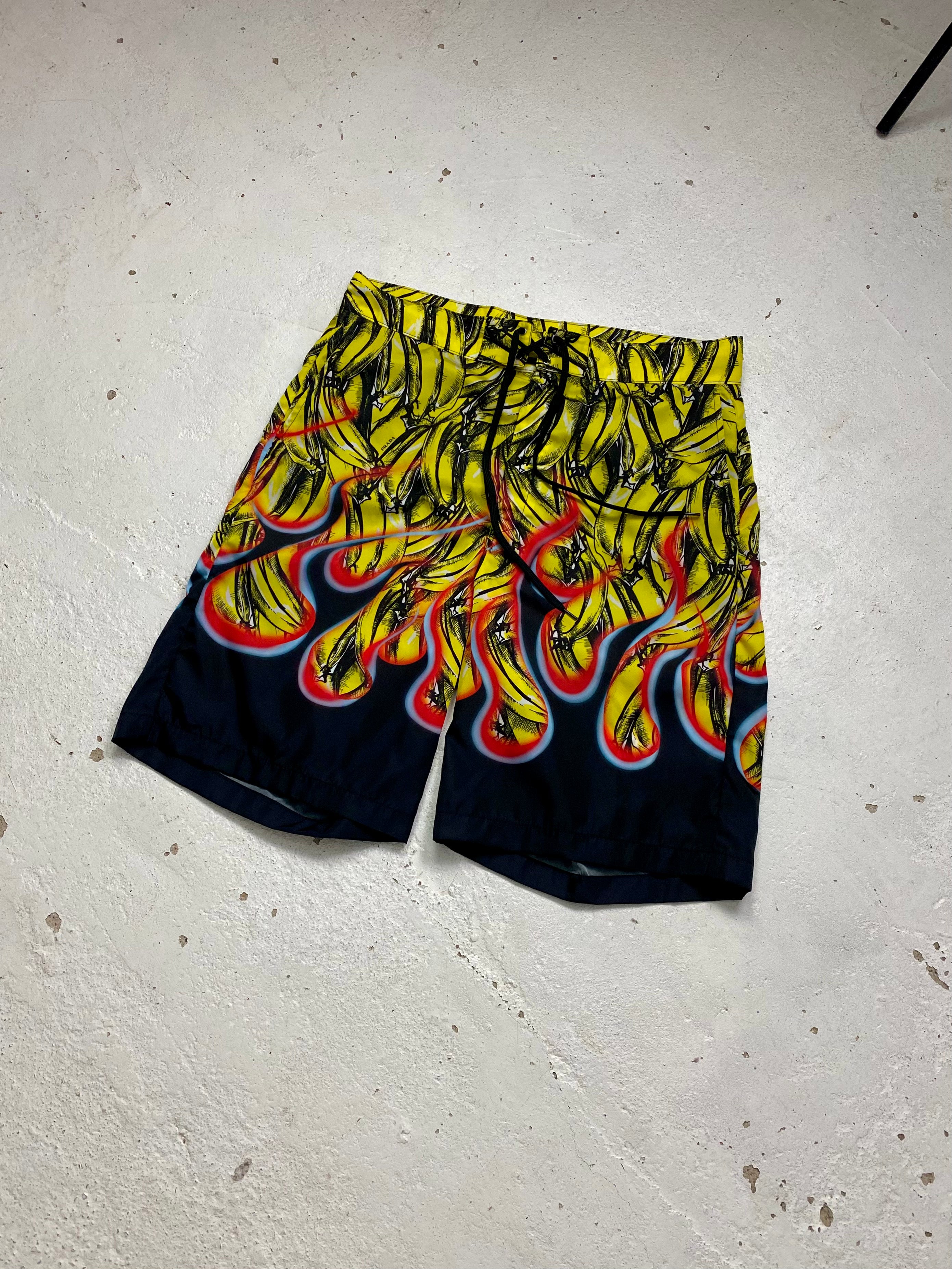 FW 18 Prada Banana Flame Shorts 100PERCERTI