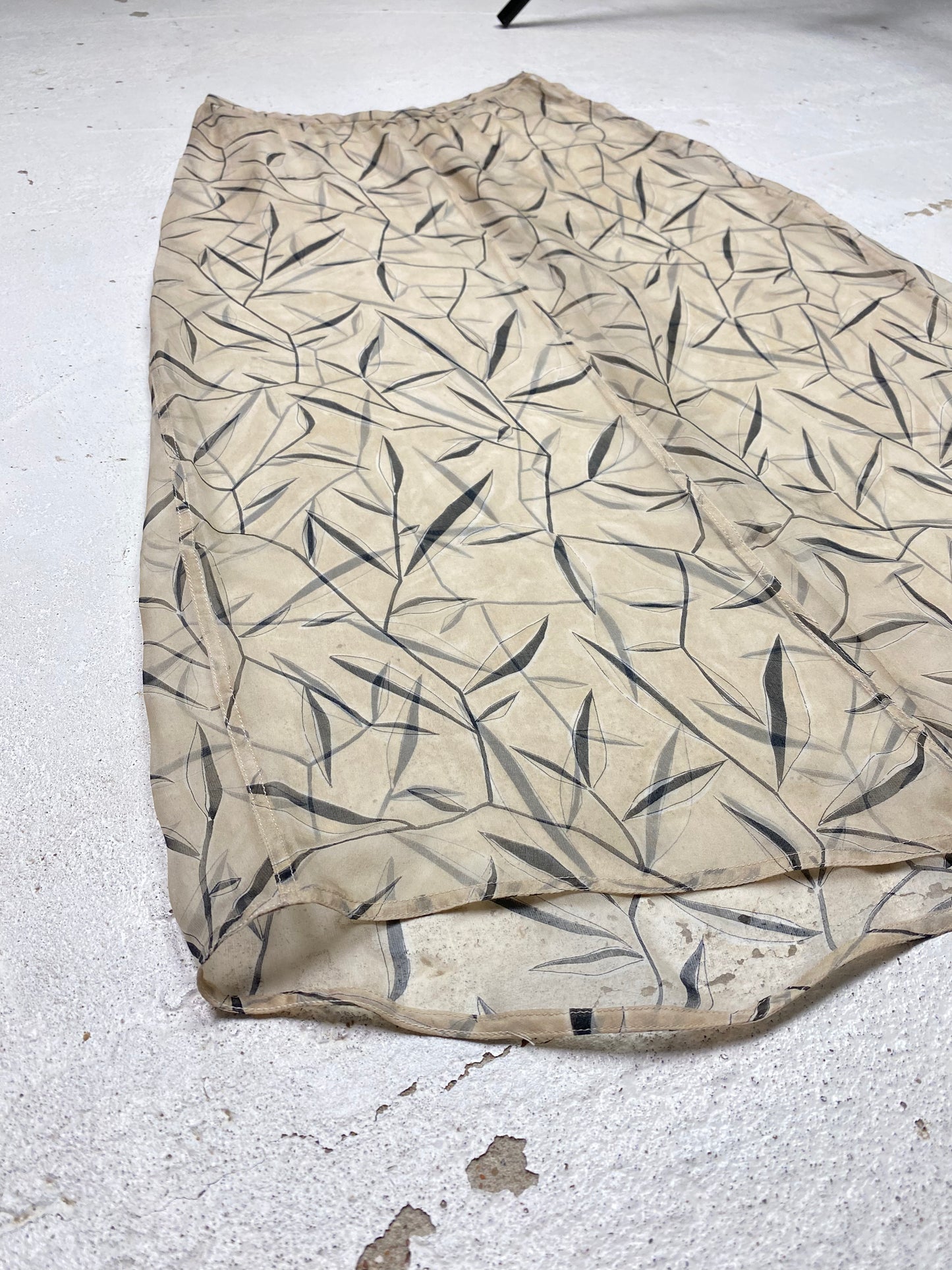 SS 97 Prada Silk Bamboo Leaf Print Skirt