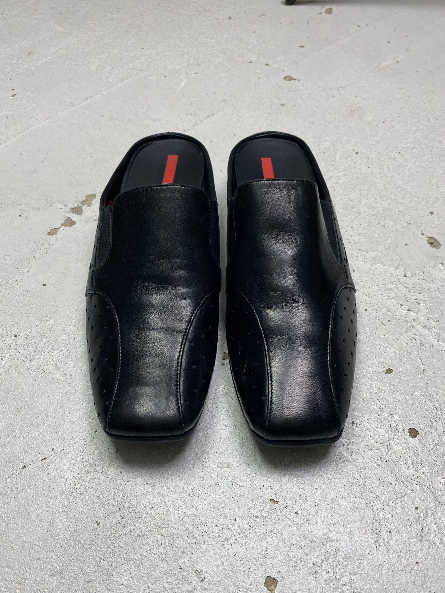 2009 Prada Linea Rossa Leather Mules