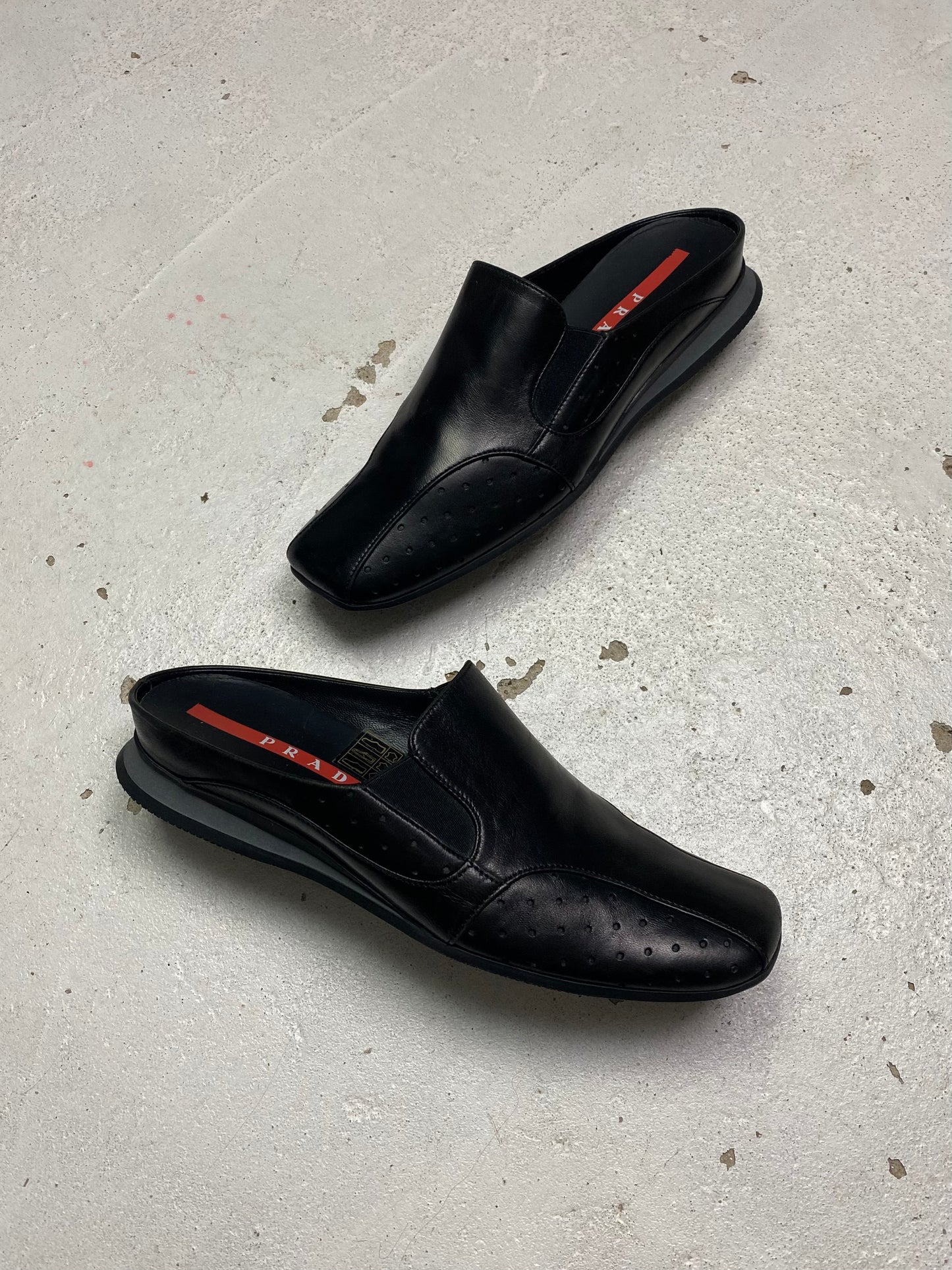 2009 Prada Linea Rossa Leather Mules