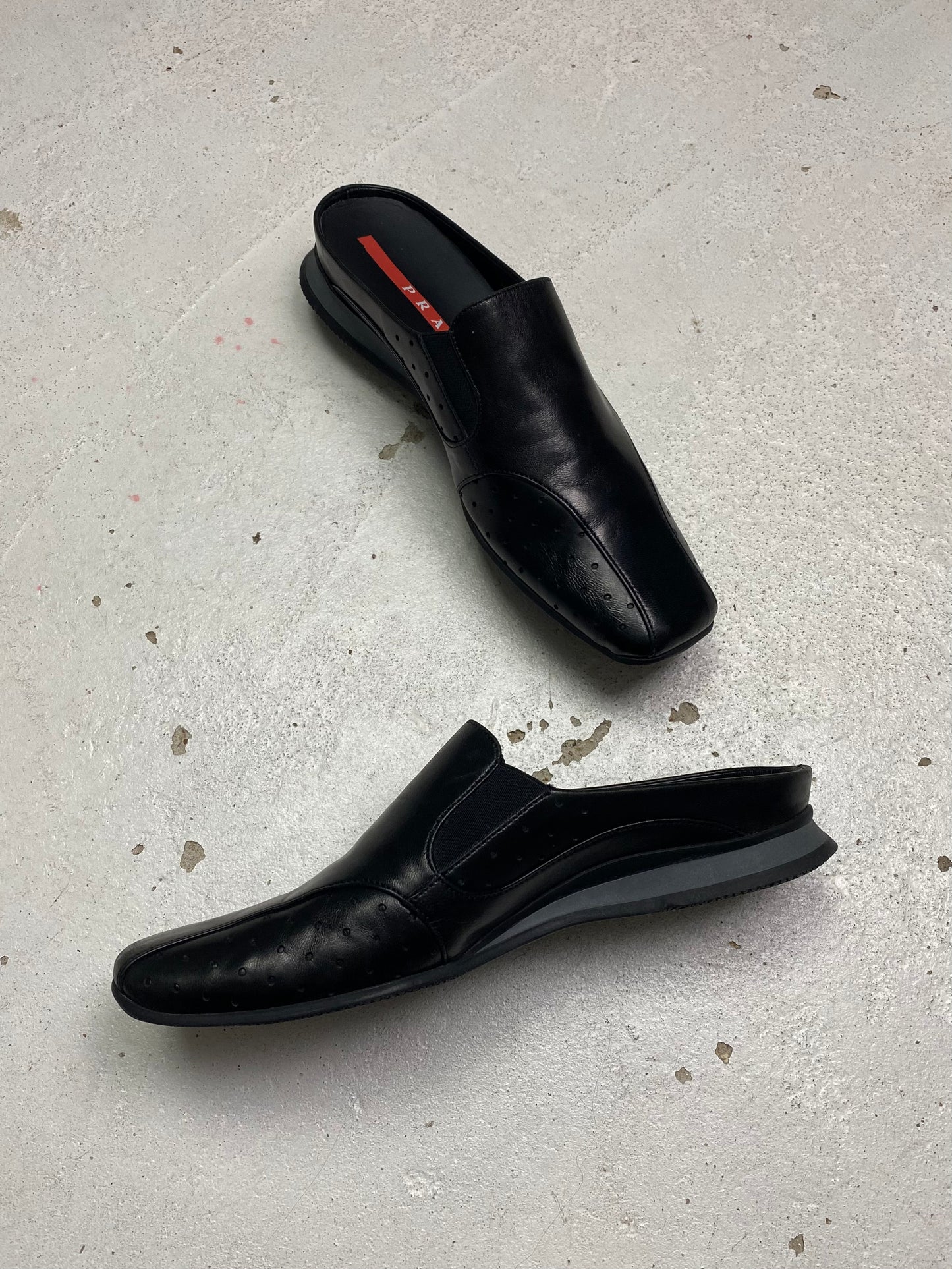 2009 Prada Linea Rossa Leather Mules
