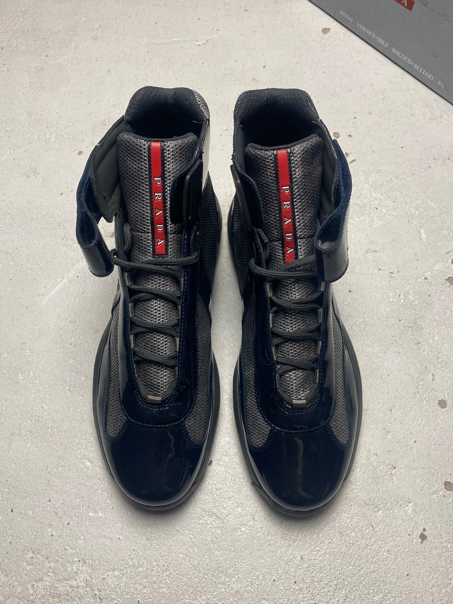 Prada Americas Cup Mid Patent Trainers