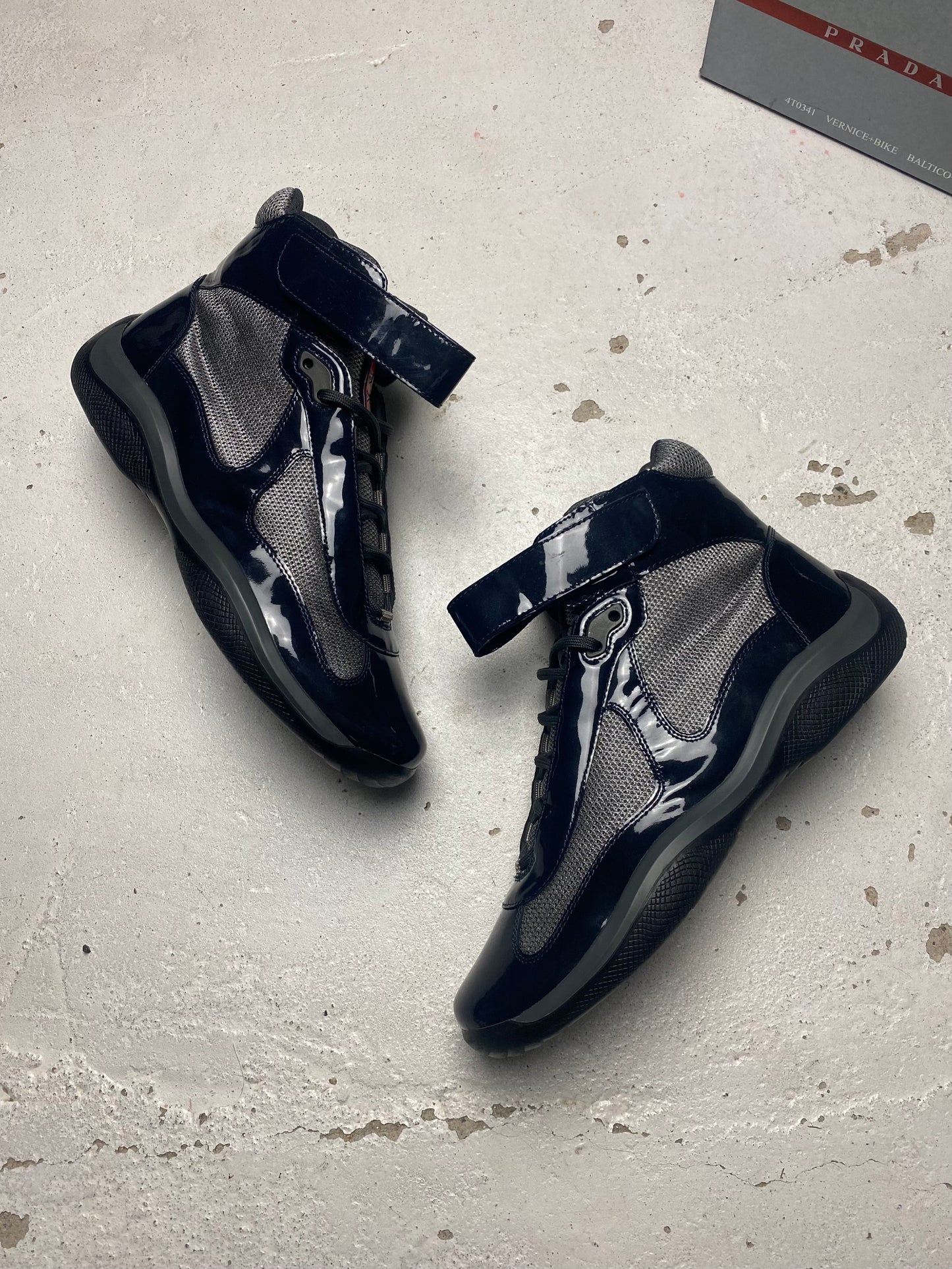 Prada Americas Cup Mid Patent Trainers