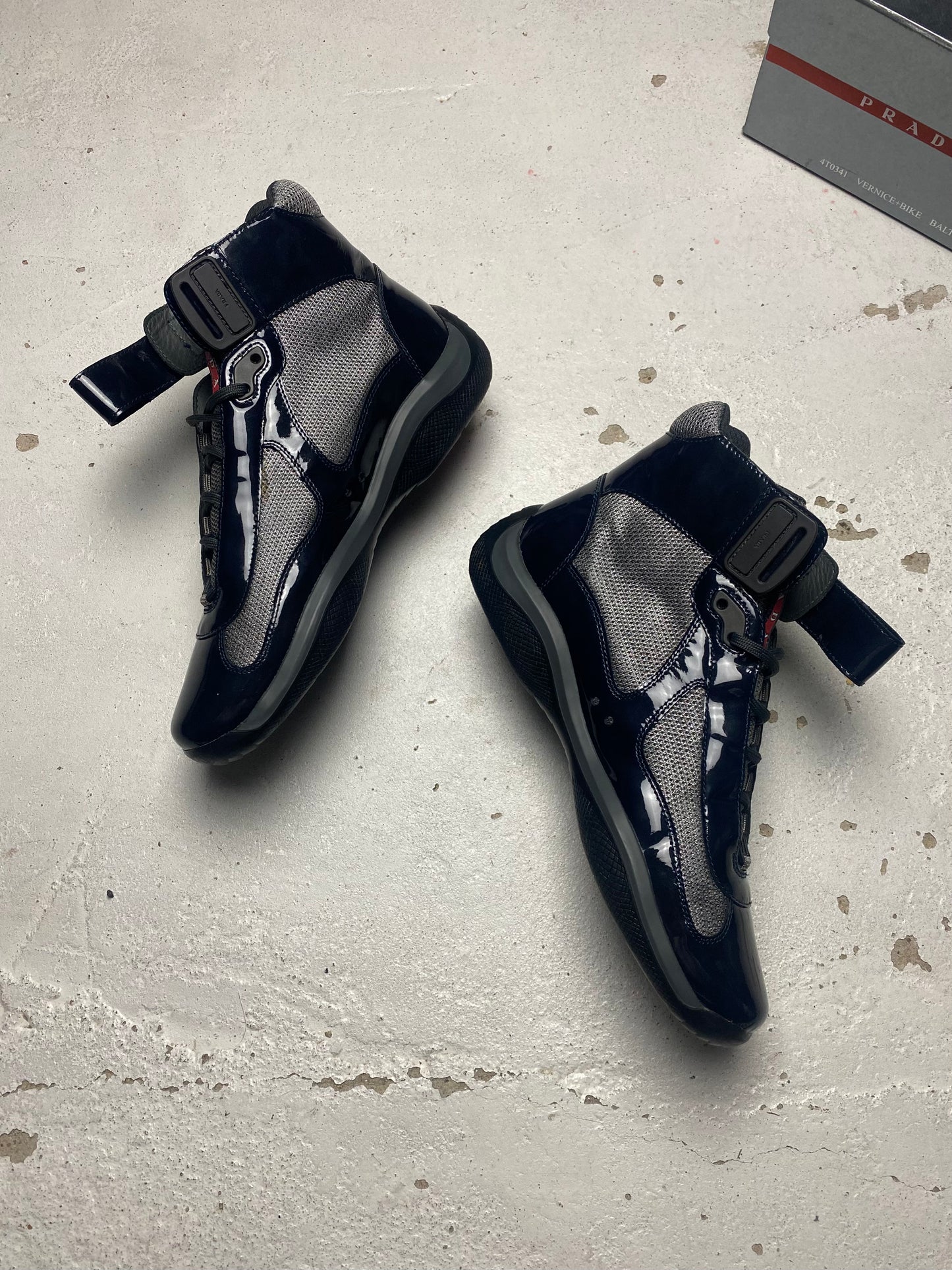 Prada Americas Cup Mid Patent Trainers