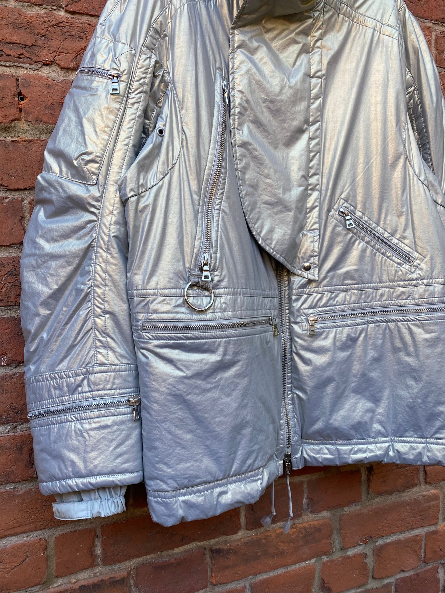 Prada Sport Asymmetrical Metallic Parka