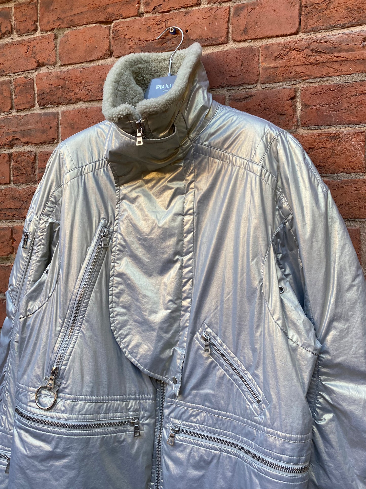 Prada Sport Asymmetrical Metallic Parka