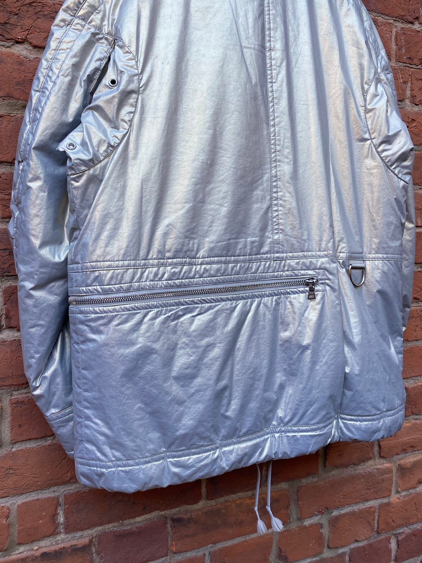 Prada Sport Asymmetrical Metallic Parka