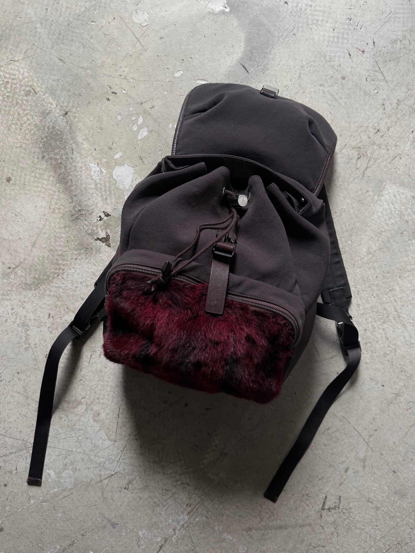 FW 99 Prada Sport Fur Panelled Backpack