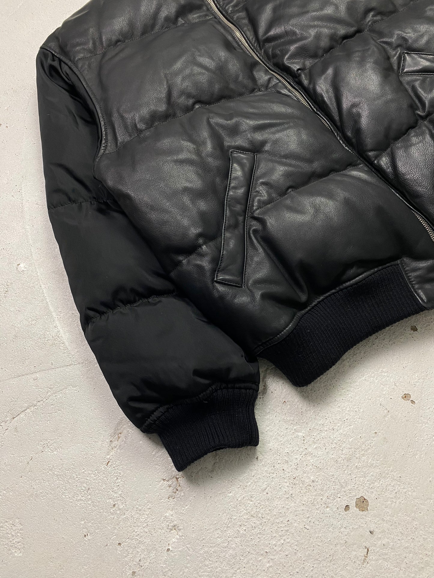 FW 94 Prada Leather & Nylon Down Jacket