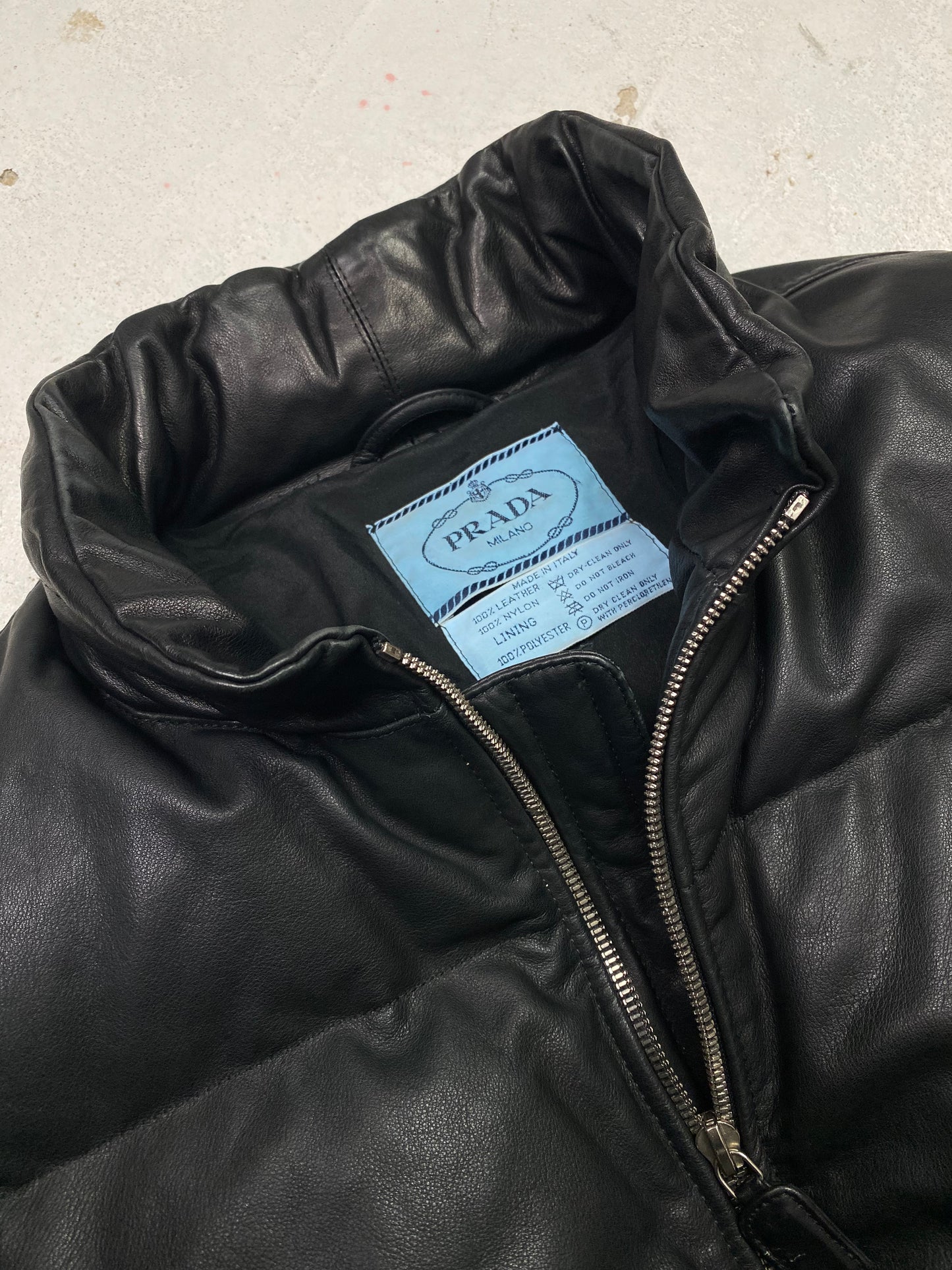 FW 94 Prada Leather & Nylon Down Jacket