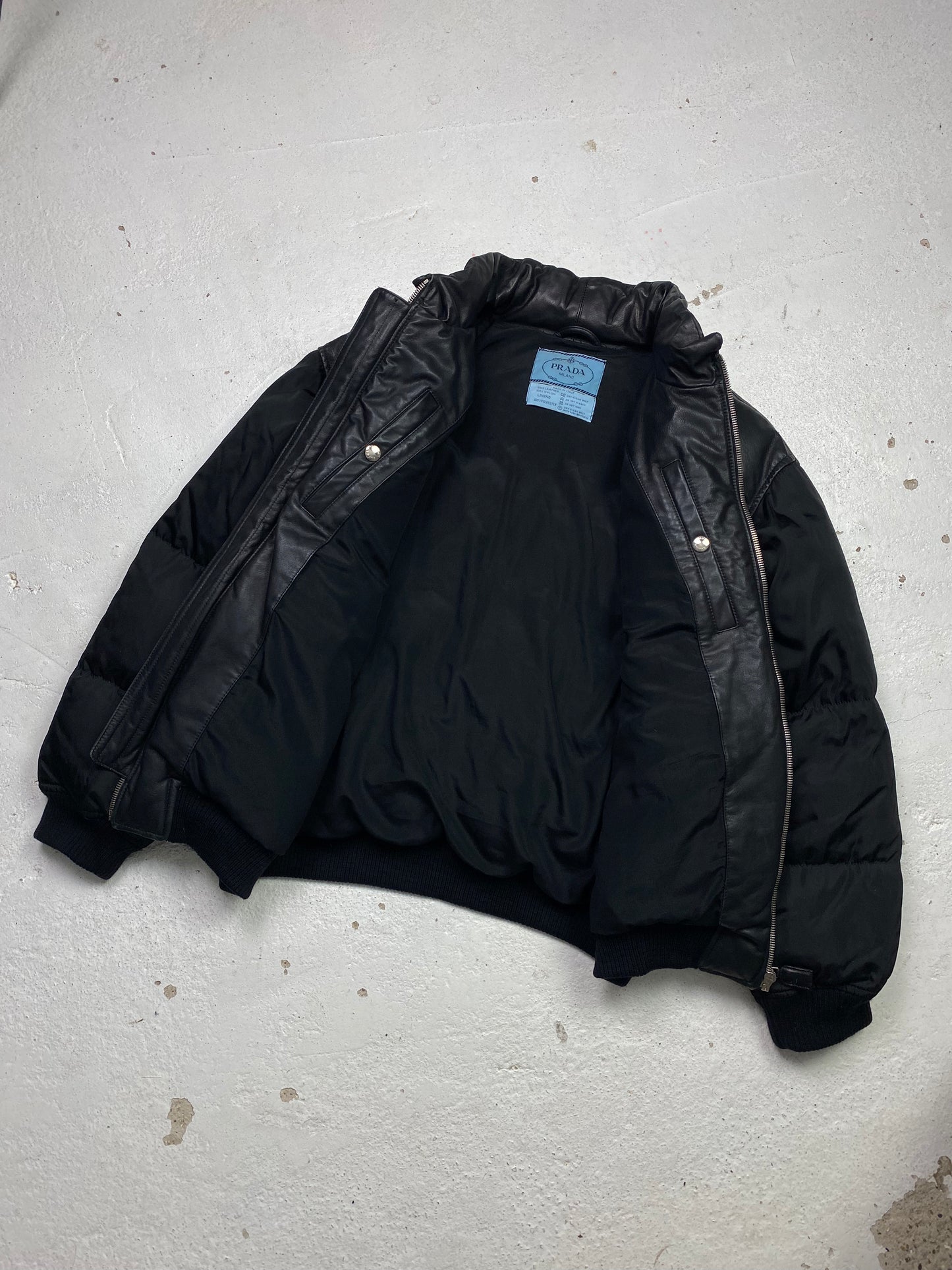 FW 94 Prada Leather & Nylon Down Jacket