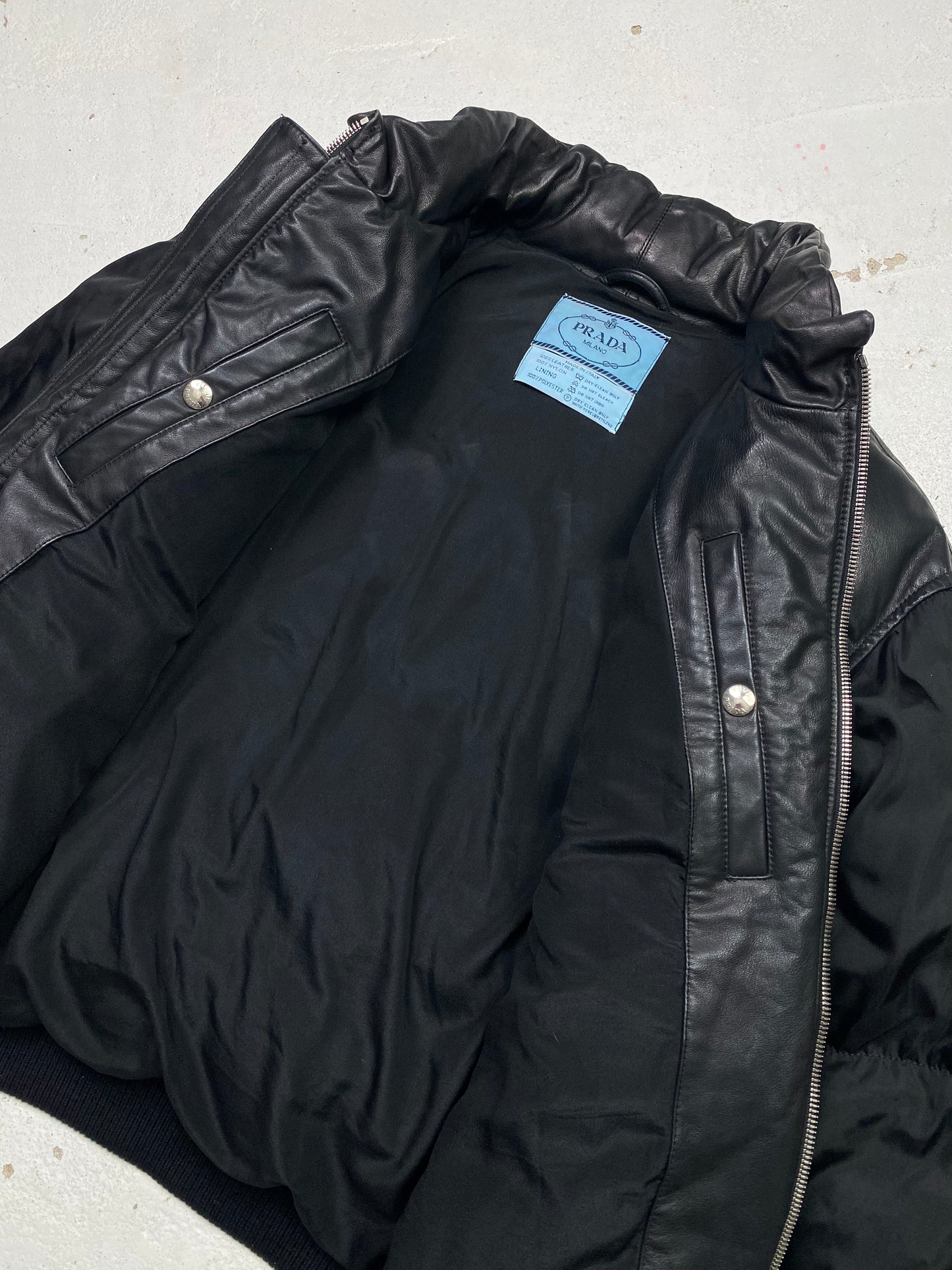 FW 94 Prada Leather & Nylon Down Jacket
