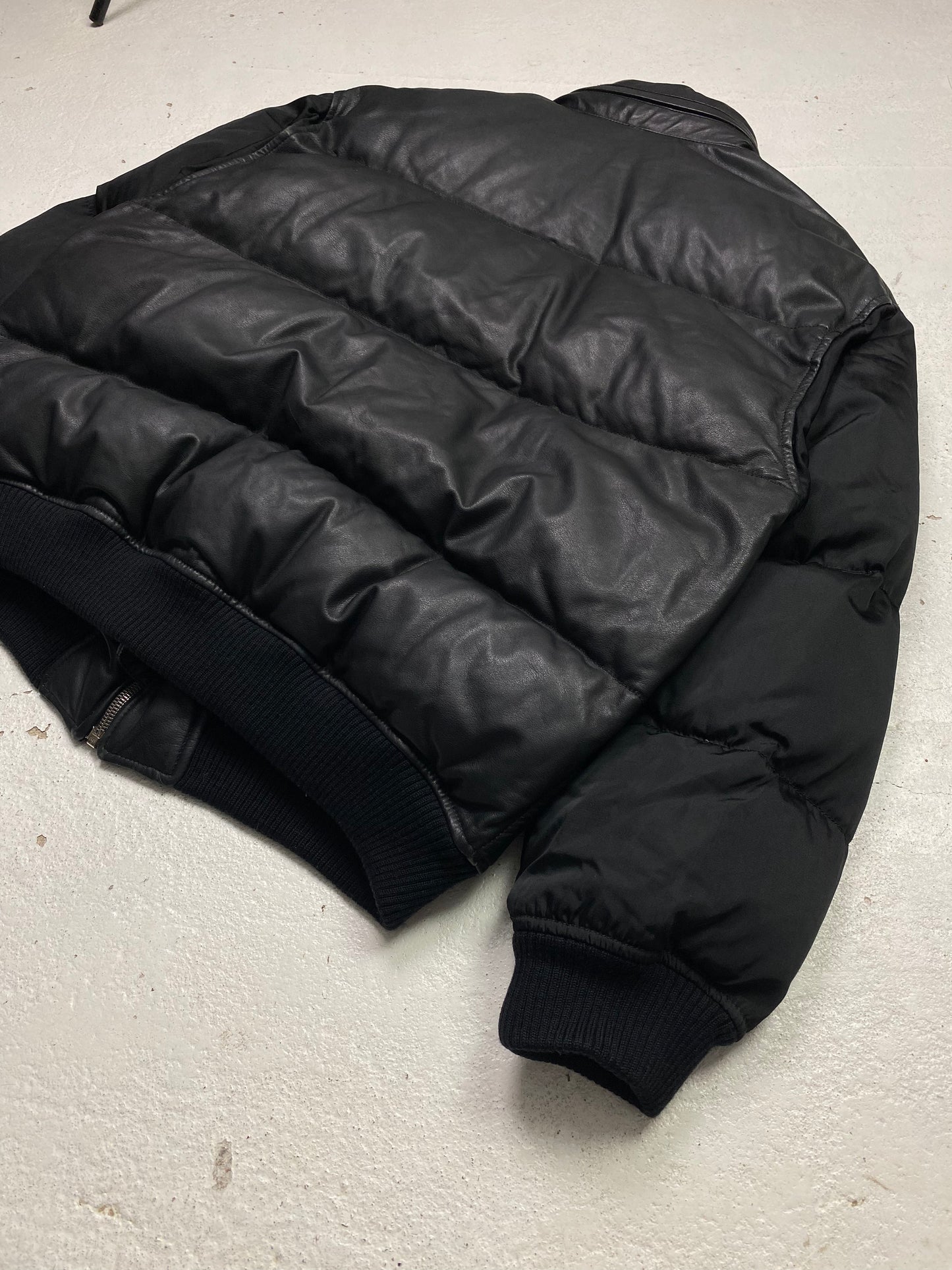 FW 94 Prada Leather & Nylon Down Jacket