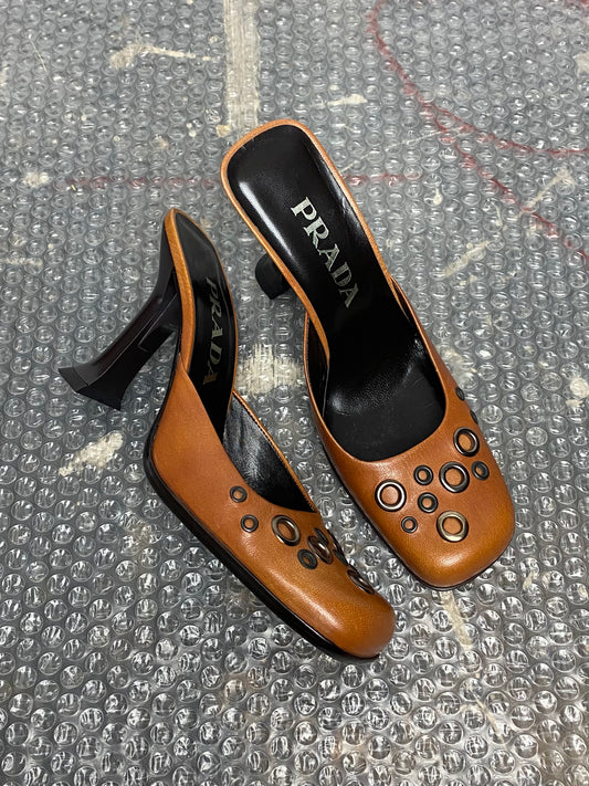 FW 99 Prada Studded Leather Heels