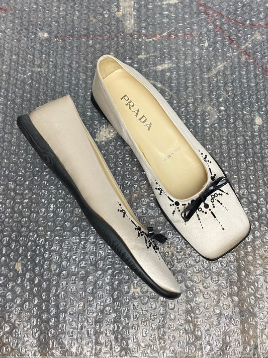 Prada Beaded Satin Flats
