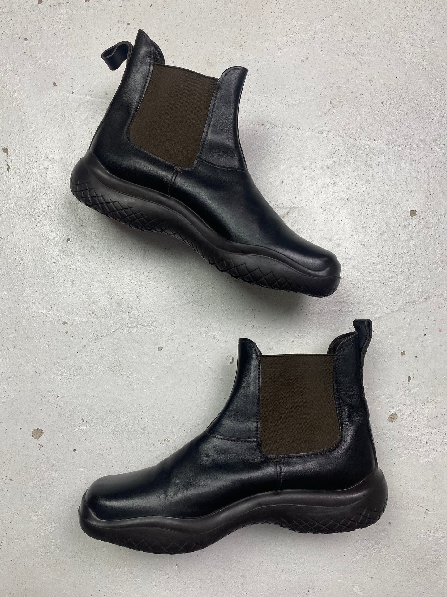 FW 99 Prada Sport Square Toe Chelsea Boots