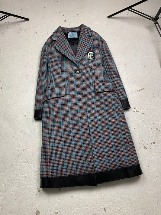 FW 18 Prada Wool Houndstooth Coat